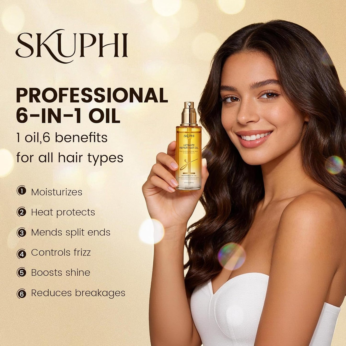 Argan Oil Hair Spray - Cold-Pressed Serum Mist for Dry, Damaged Hair | Nourishing Treatment, 80ml/2.7 fl. oz.