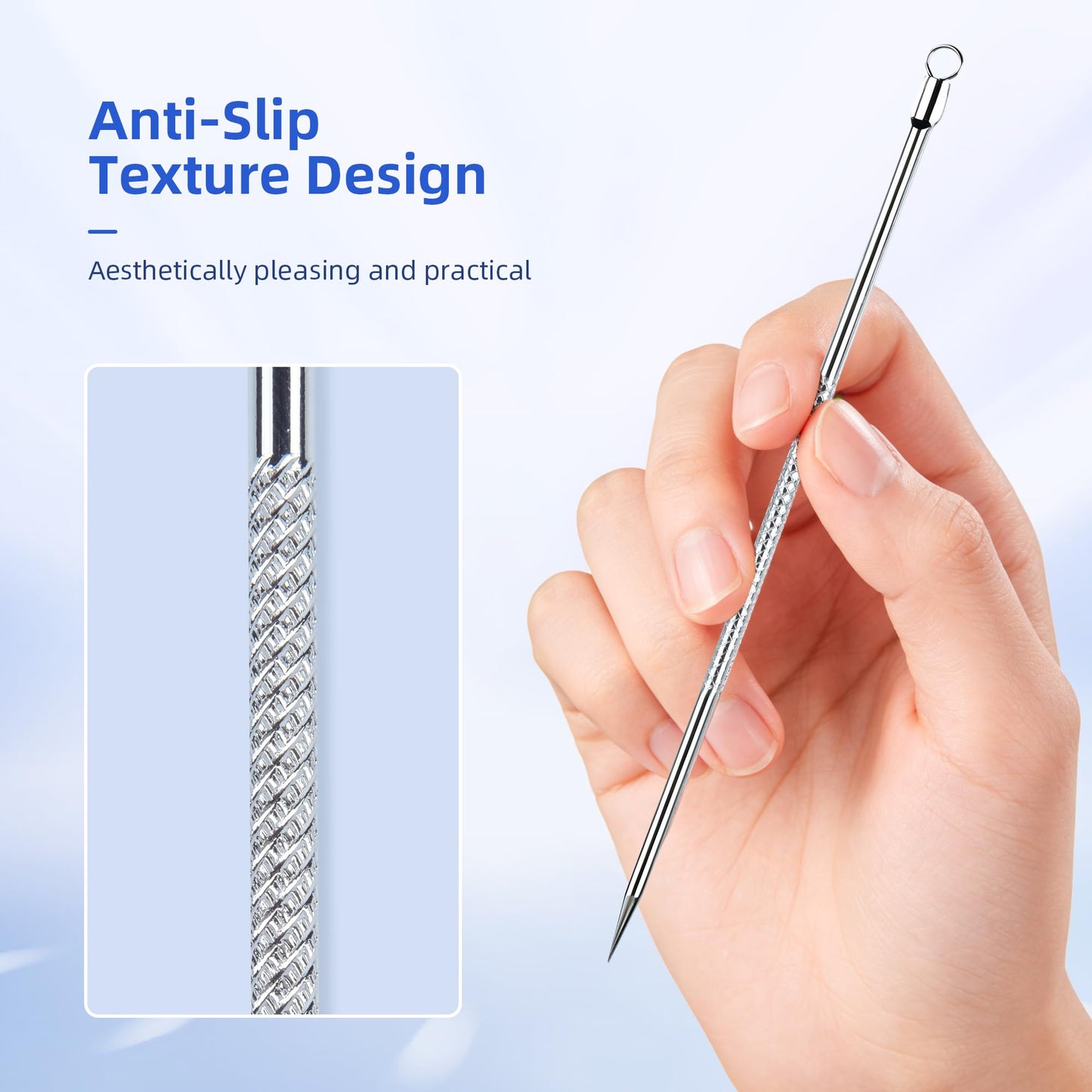 Shelvestar Pimple Popper Tool Kit, 7 PCS Professional Stainless Steel Blackhead Remover Comedone Extractor Tools for Removing Zit on Face - Silver