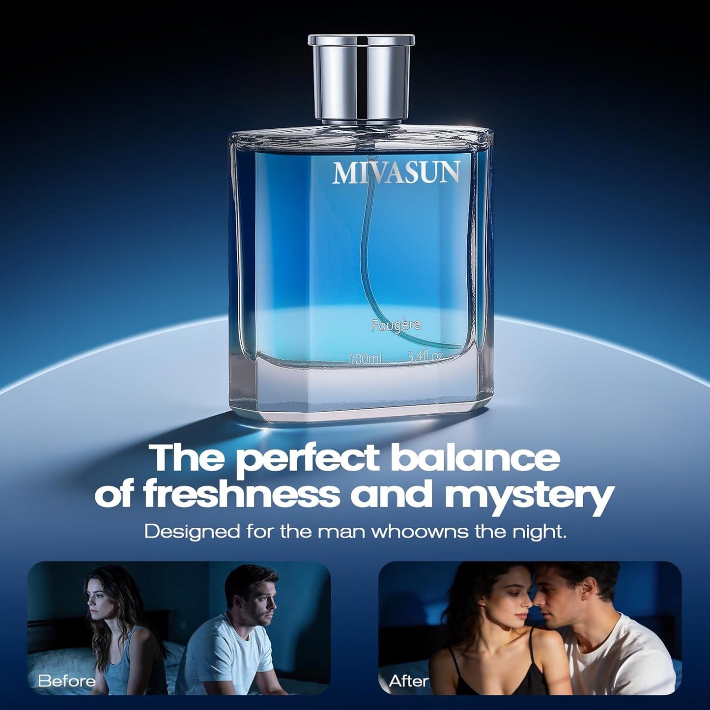MivaSun Luxury Cologne for Men - Long Lasting Woody Aromatic Fragrance | 100ml Eau de Parfum with Lemon, Cedarwood & Patchouli