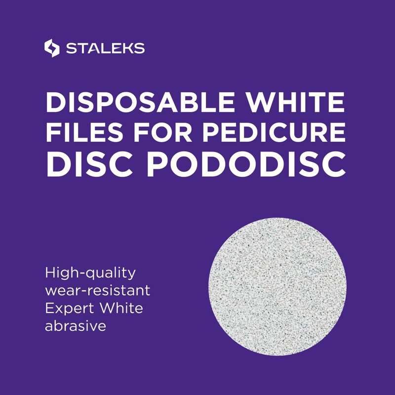 Staleks Pro Disposable White Files – Compatible Only with PODODISC M Expert – 180 Grit – 50 Pcs – Foot Processing– Single-Use – Professional Foot Care