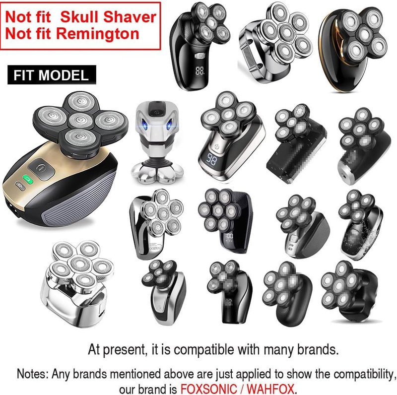 Universal 7 Blades Head Shaver Replacement Heads for Mainstream Shaver Brands, Eelectric Shaver Replacement Replacement Blades (7D Silver)