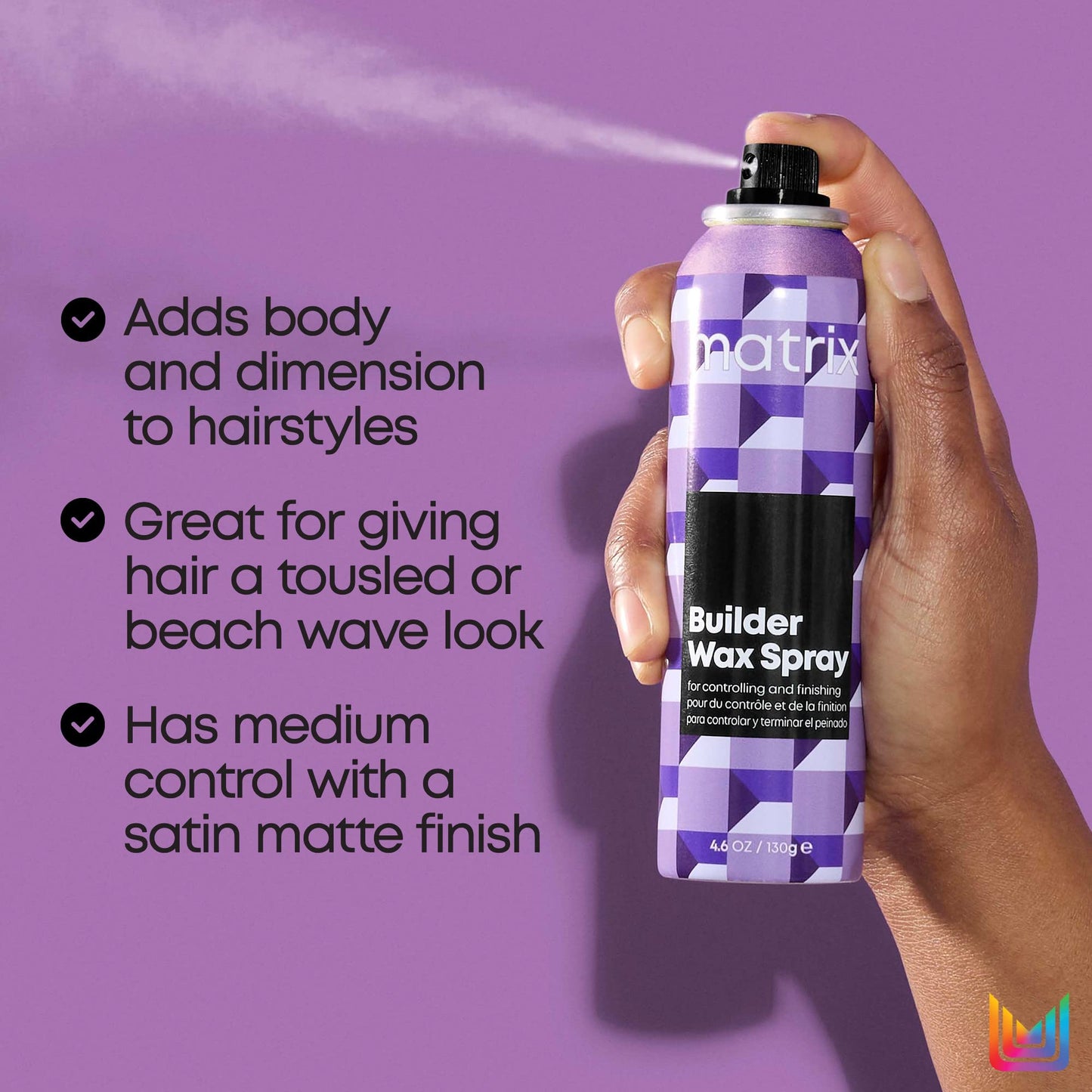 Matrix Styling Builder Wax Spray, Texture Wax Hairspray - Adds Texture & Body With Medium Control and Satin Matte Finish, For All Hair Types, Vegan, 4.6 Oz