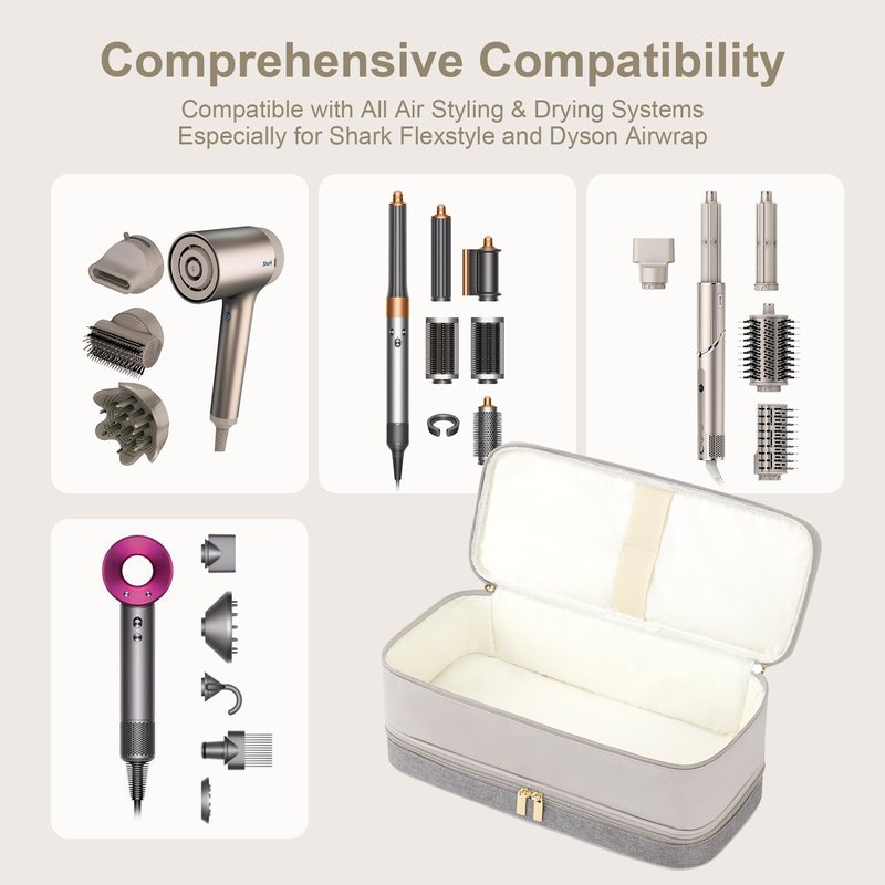 BAGCRAZY Shark Airwrap Case - Double Layer Travel Storage Bag for Dyson Airwrap, Flexstyle, Hair Dryer & All Attachments
