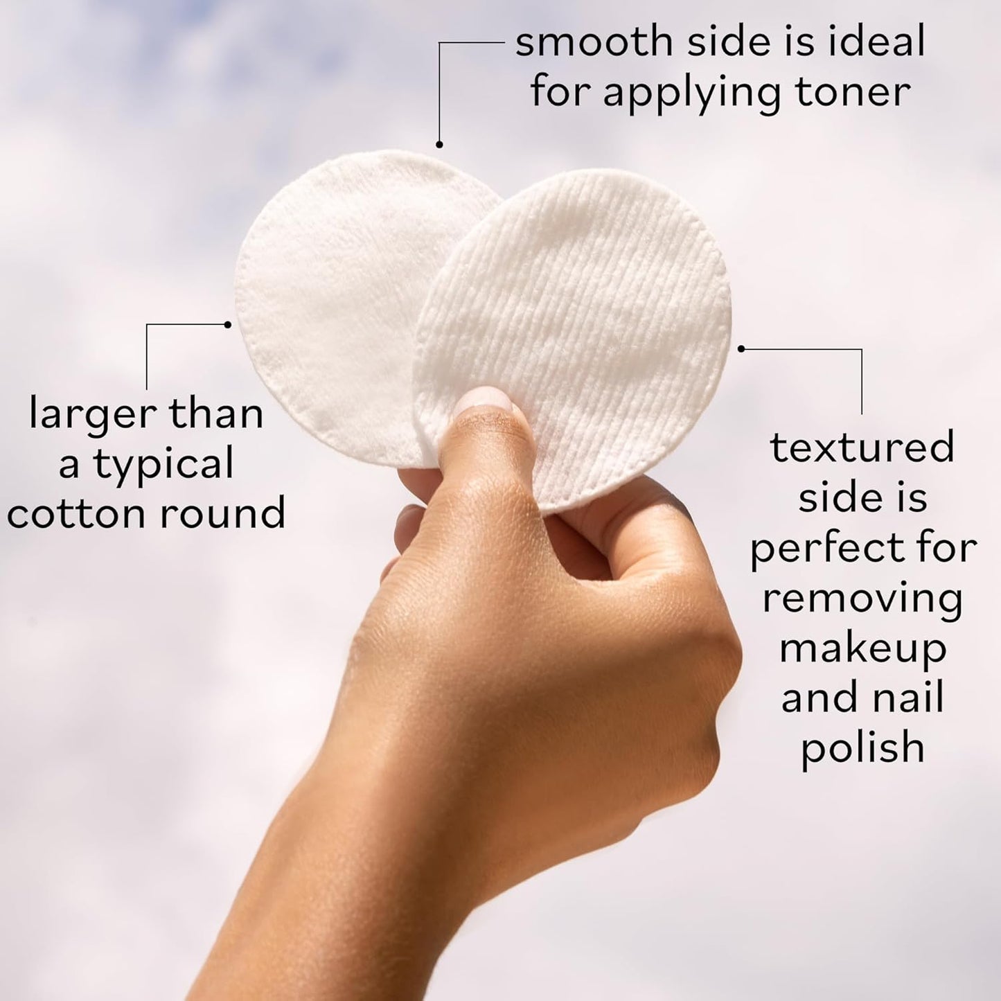 Organic Premium Cotton Makeup Removal Pads - 100% Pure GOTS Certified | Large Dual Textured, 240 Count