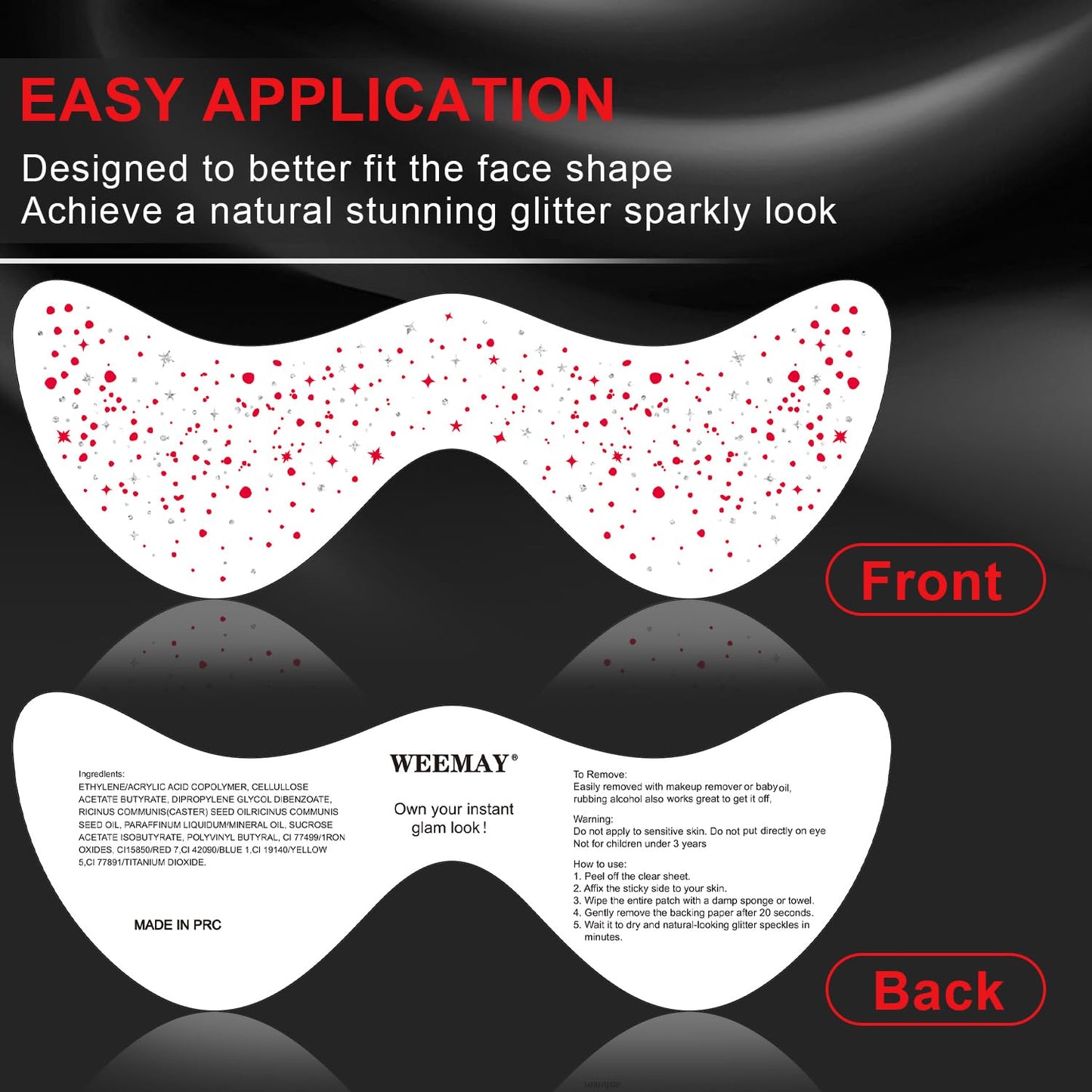 10 Pcs Red-Silver Dual-Tone Glitter Freckles, Double Colors Glitter Freckle Face Tattoo, Face Sparkle Temporary Tattoo, Long-Lasting 48h Freckles for Christmas