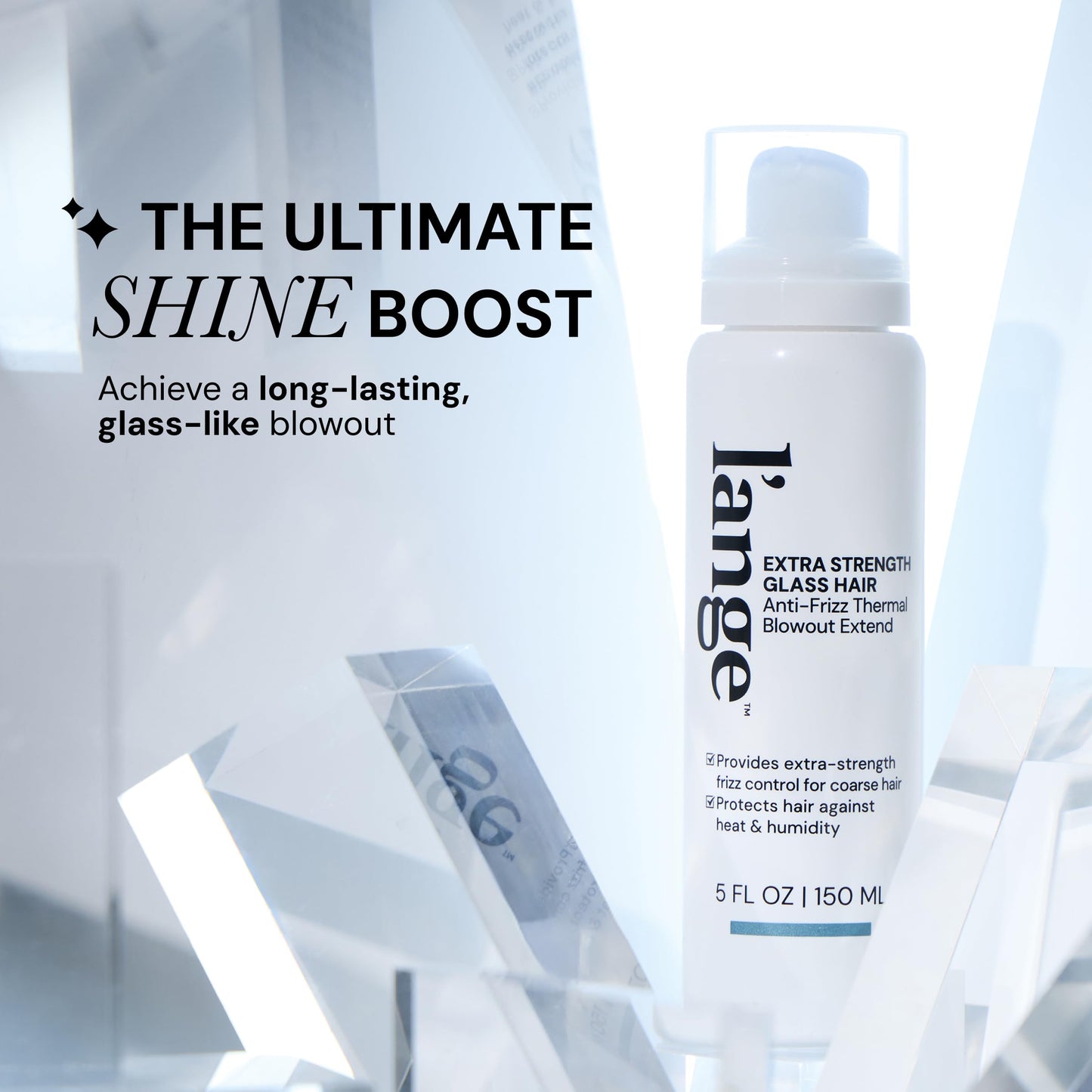 L'ANGE HAIR Extra Strength Glass Hair Anti-Frizz Thermal Blowout Extend | High-Performance Heat Protectant Spray for Ultimate Frizz Control & Shine | Blow Dry Extender Styling Mist | 5 fl oz