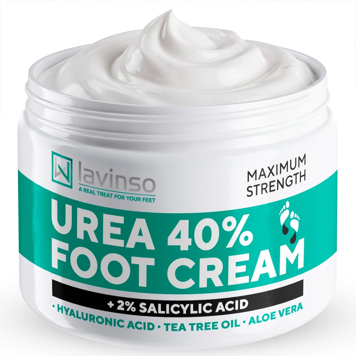 Lavinso Urea Cream 40% - Maximum Strength Foot Cream for Calluses & Cracked Heels | Dry Skin Repair for Men & Women