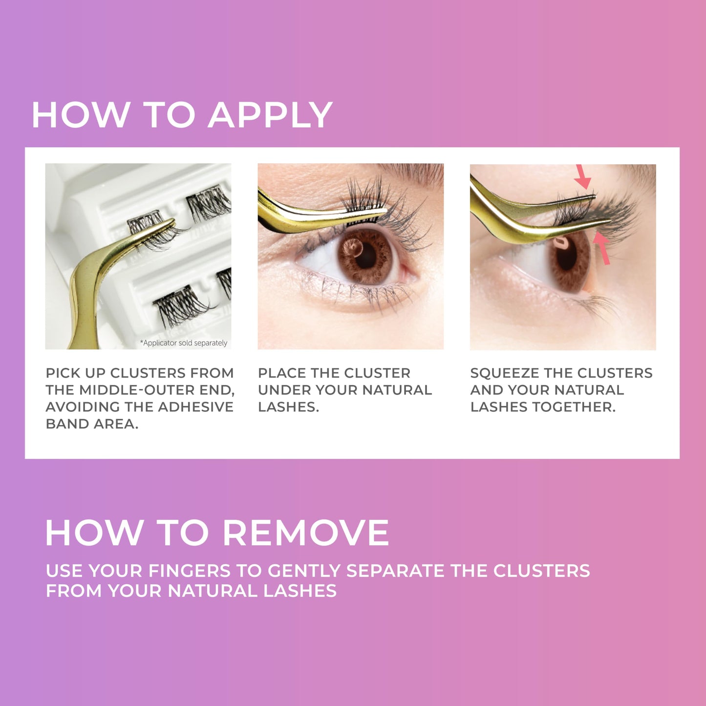 Kiss Impress Press-On Falsies No-Glue False Eyelash Clusters Precision Applicator, 1 Piece, Non-Stick, Ergonomic, Easy to Use