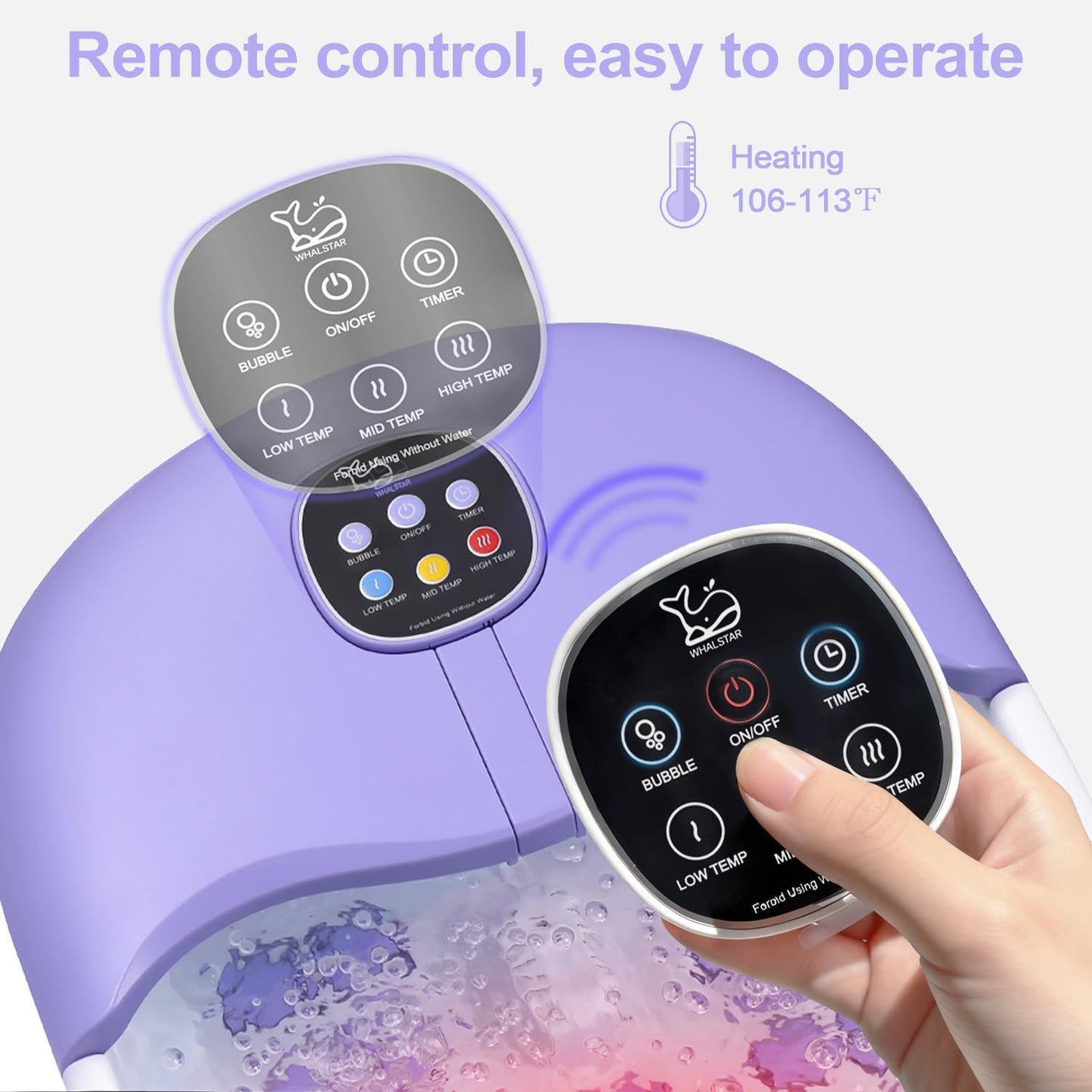 Collapsible Foot Spa Bath Massager - Heated Vibration Massage with Bubbles & Jets | 16oz Tea Tree Oil Foot Soak & Epsom Salt - Purple