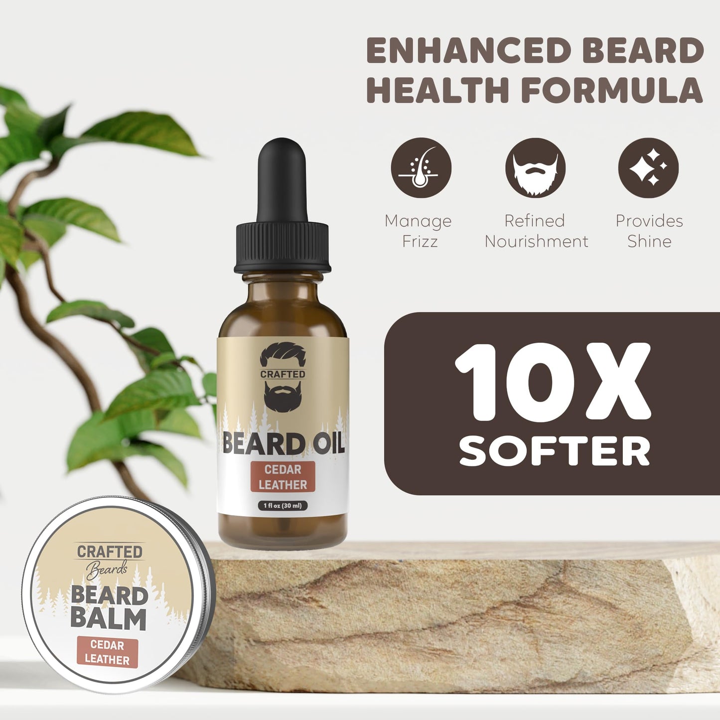 Beard Oil and Balm Set - Softer, Smoother, Moisturized Beard Care - Cedarwood Scent Gift for Men