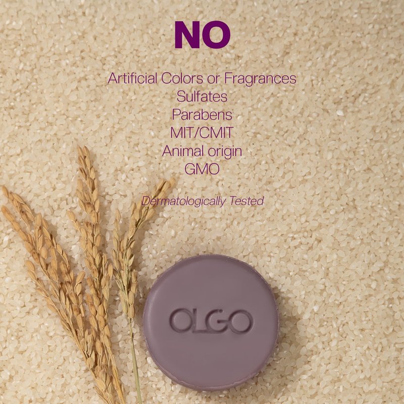 OLGO Rice Cleansing Bar | Crystal clear & Moist skin with fermented Korean rice water and natural lavender oil | vegan, sulfate-free, paraben-free (3.5 oz)