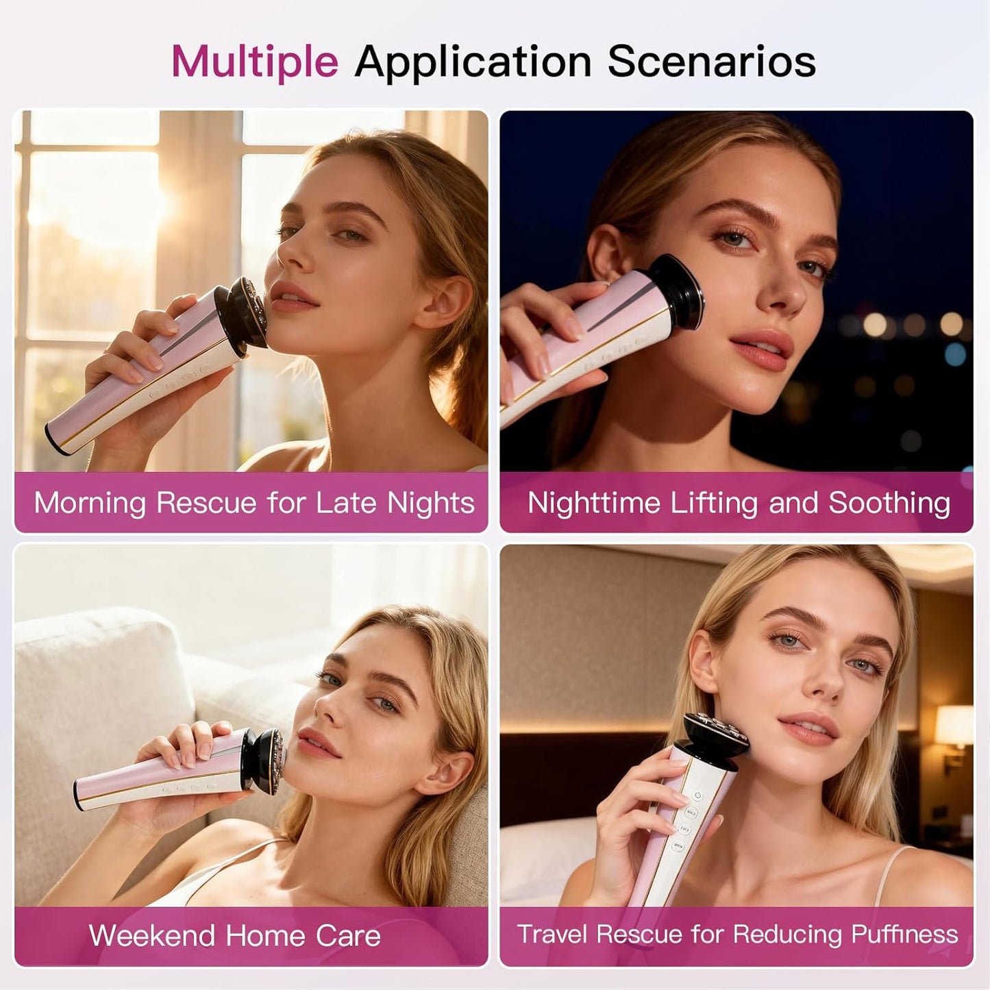 Microcurrent Facial Device - 4-in-1 Beauty Tool with Red & Blue Light Therapy for Neck, Face & Body | FDA-Cleared