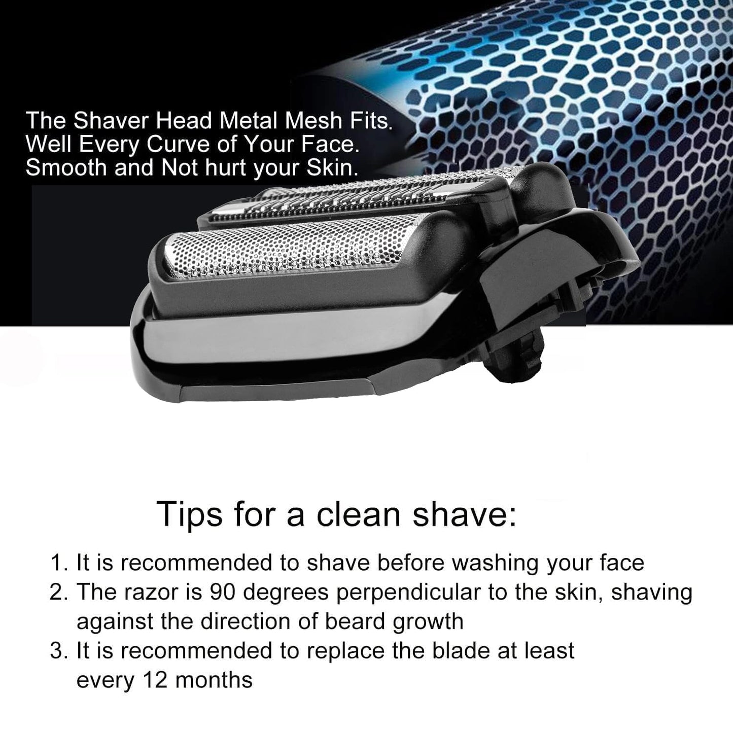 53B Series 5 Replacement Shaver Head Compatible with Braun S5 Replacement Head,53B Blades for Braun Series 5/Series 6 Electric Razor for S6 Replacement Foil and Cutter for 6020s,5020s,5018s