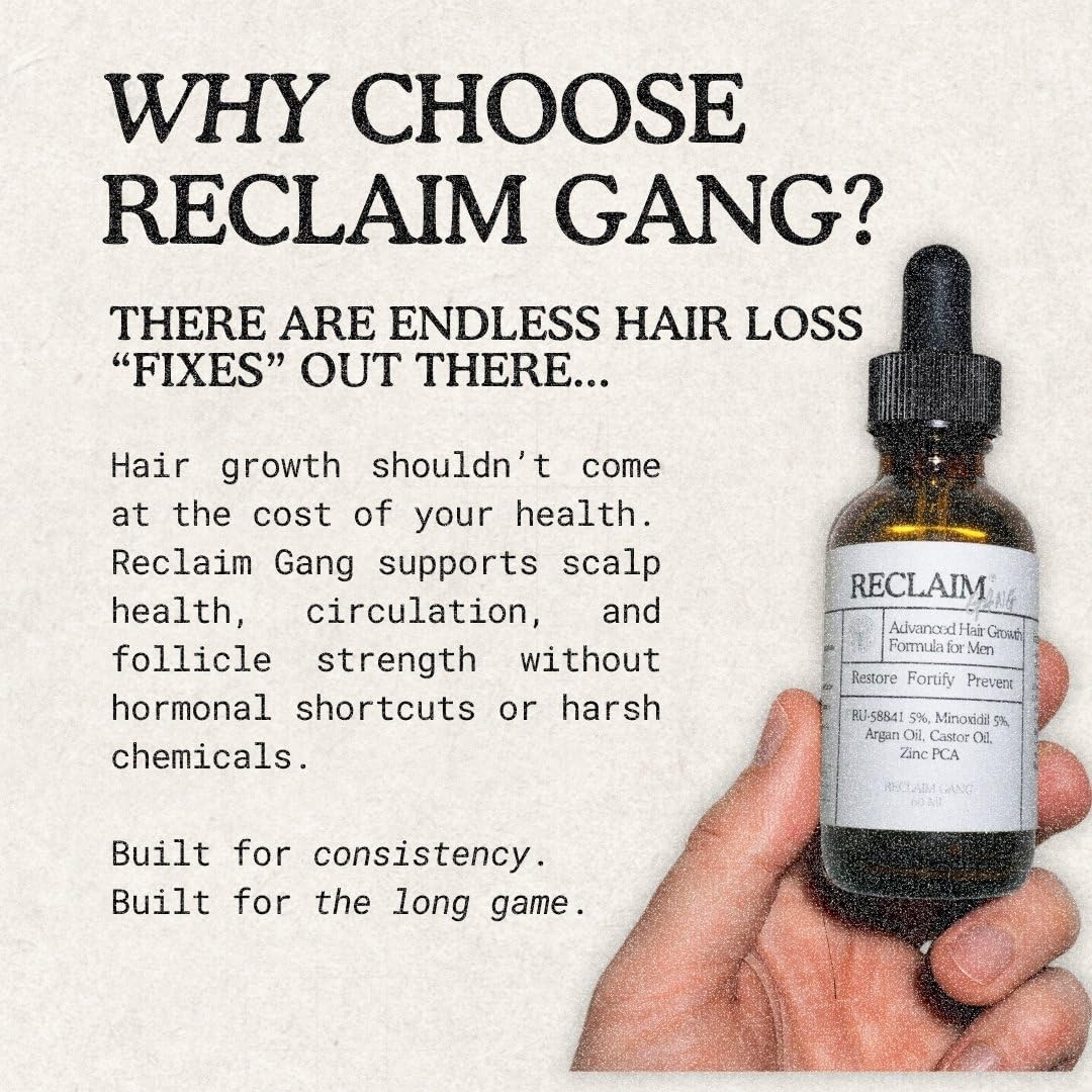 Hair Growth Support Serum - RU58841 & Minoxidil Formula for Thicker, Fuller Hair | 60ml with Natural Hydrating Oils