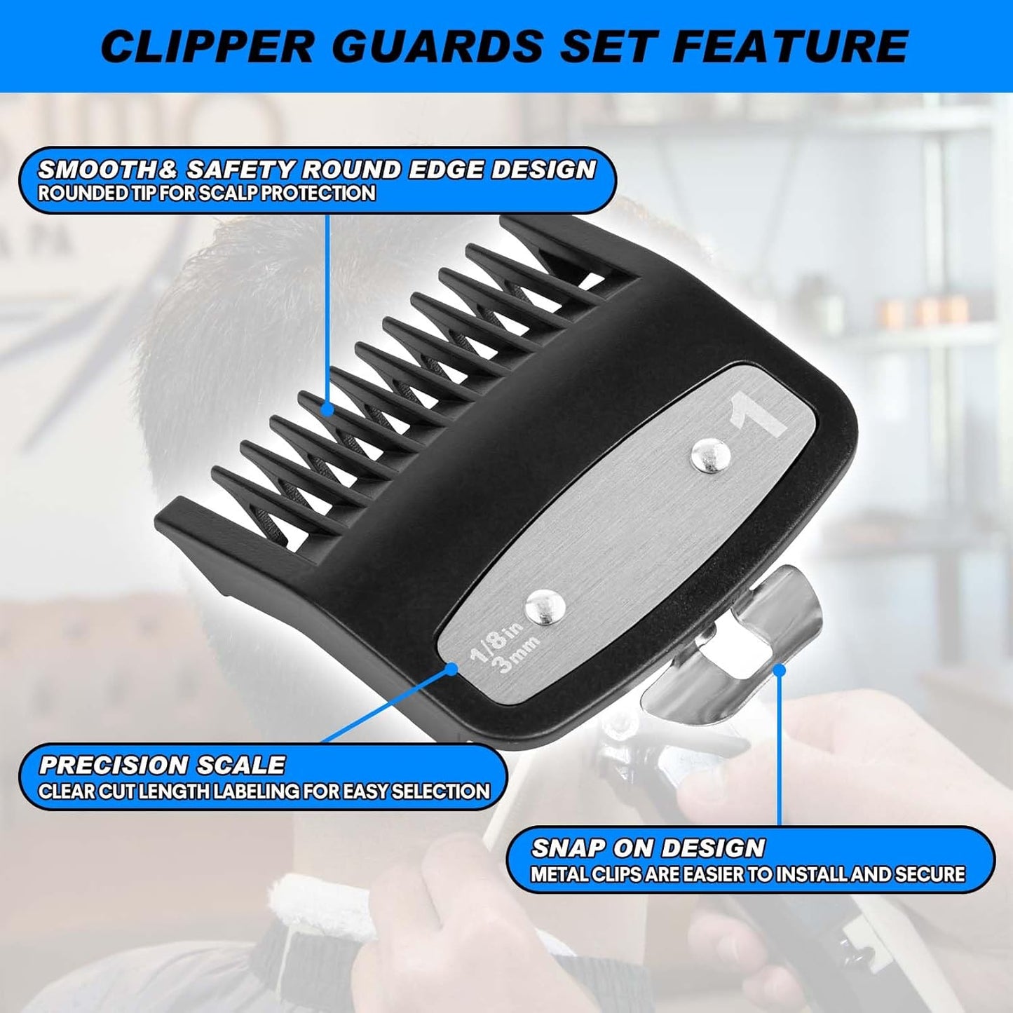 Wahl Clipper Guards Set - Compatible Hair Clipper & Trimmer Guide Combs | 1/8" (3.0 mm) - 2 Pack, Black