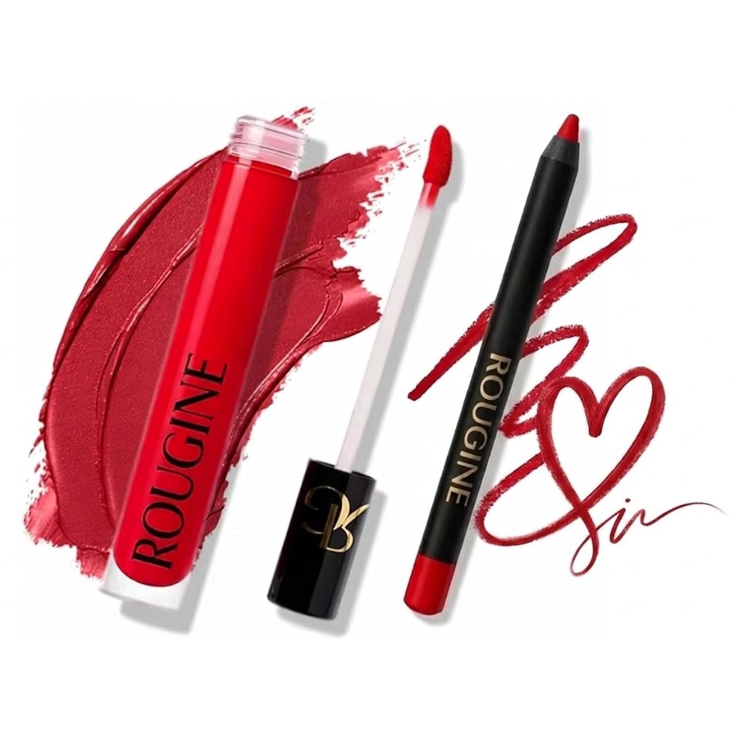 Matte Lipstick & Lip Liner Set - Long-Lasting Waterproof 2-in-1 Kit | French Kiss Shade, Smudge-Proof with Vitamin E & Shea Butter