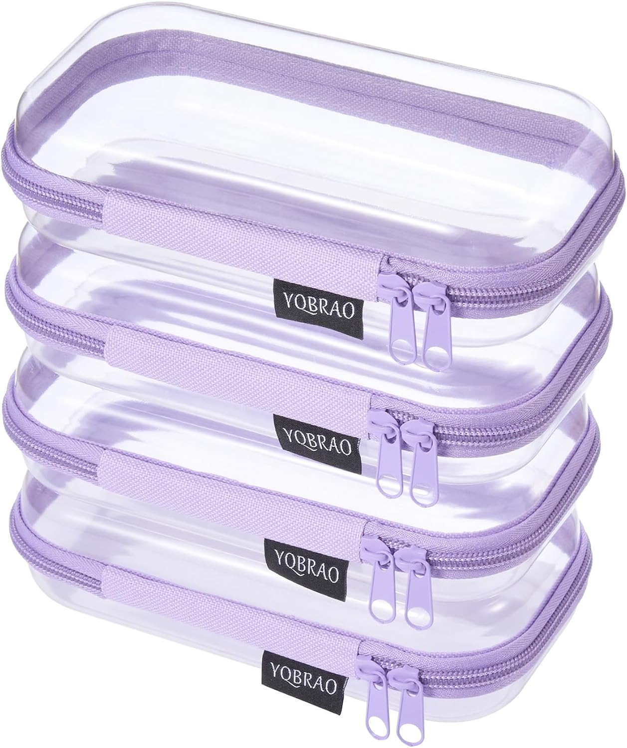 Clear Hard Shell Zipper Case Set - 6 Pack Heavy Duty Crush-Proof Diaper Bag Organizer Pouches | TSA Approved Travel Makeup & Toiletries Bags (2L, 2M, 2S)