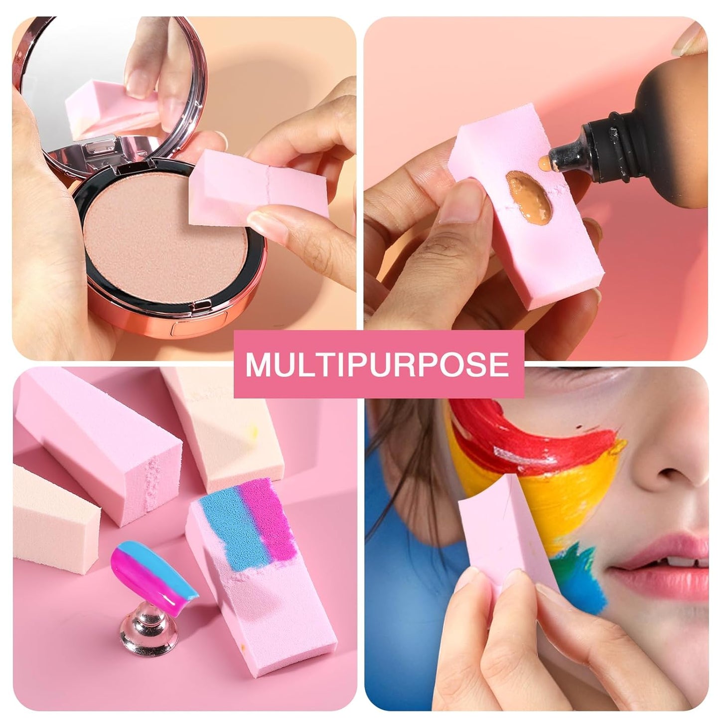 Makeup Sponges - 48 Latex-Free Wedge Applicators for Liquid Foundation | Ideal for Festival Makeup