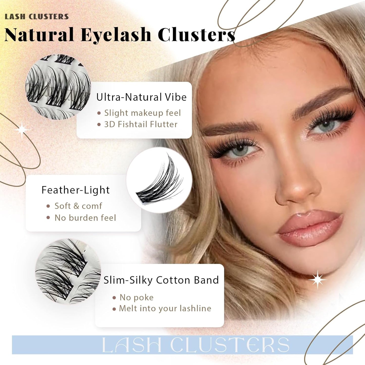 Natural Lash Cluster Eyelash Extensions Kit - 256 Pcs C Curl 10-16mm Fluffy Individual Lashes | DIY Beginner-Friendly Set with Bond Seal & Tweezers