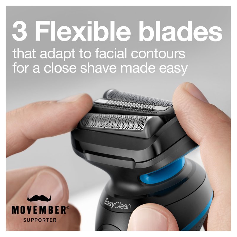 Braun Series 5 5049cs Electric Shaver with Charging Stand, Beard Trimmer, Face Shaver, Wet & Dry, Rechargeable, Cordless Foil Shaver, Blue