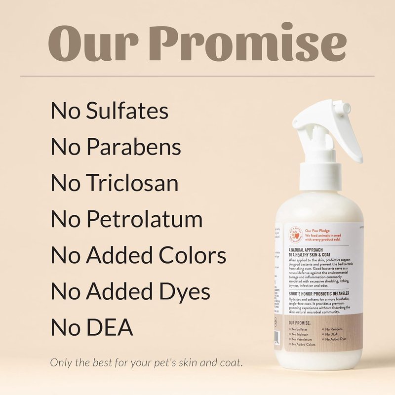 Skout's Honor Probiotic Pet Detangler Spray - Hydrating Avocado Oil Formula | 8oz for Soft, Brushable Coats