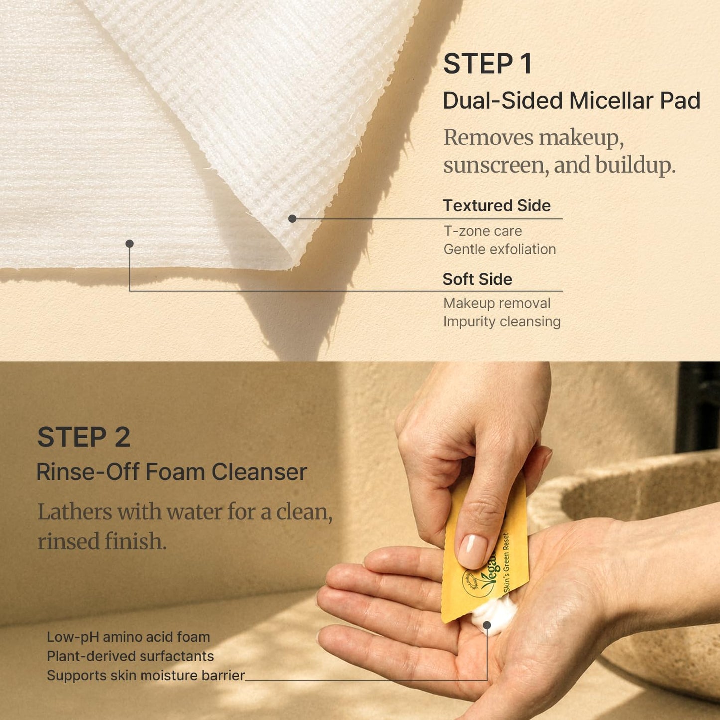 Travel Size Face Wash Packets, 2-Step Single-Use Cleanser (Micellar Pad & Foam), LIFLASH Facial Cleansing Duo, Makeup Remover, TSA-Friendly Double Cleanse, Individually Wrapped, Vegan K-Beauty, 10Ct