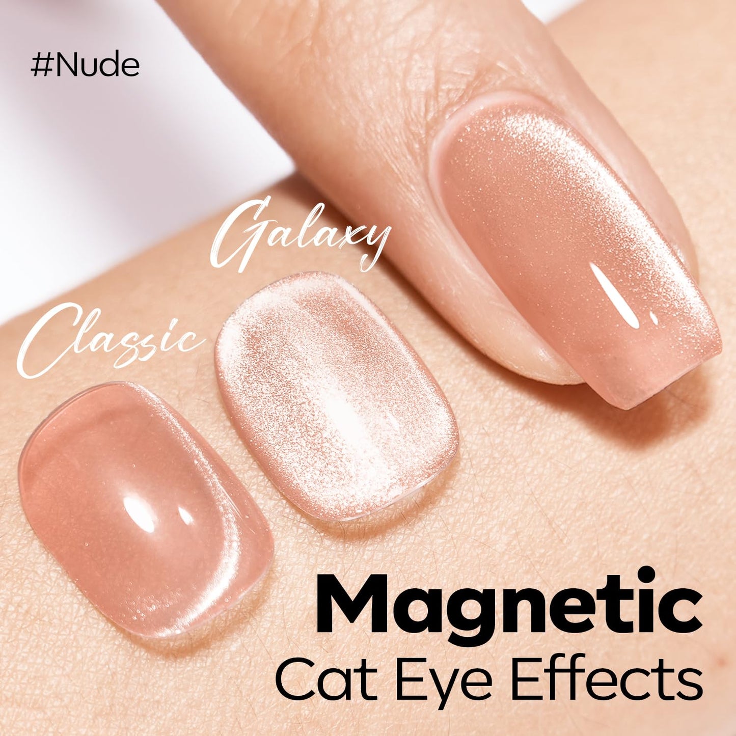 Nude Cat Eye Gel Nail Polish - Holographic Glitter & Shimmer | 15 ML Translucent Color