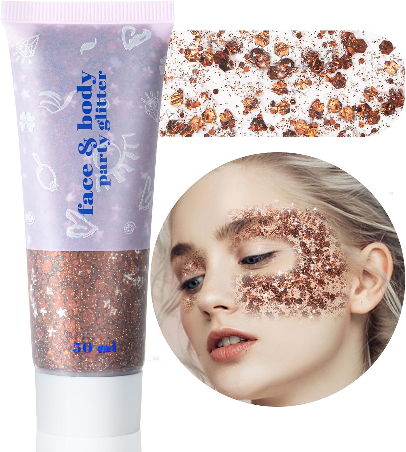 Red White and Blue Face Glitter - Patriotic Star Hair Glitter for Kids | 4th of July Accessories