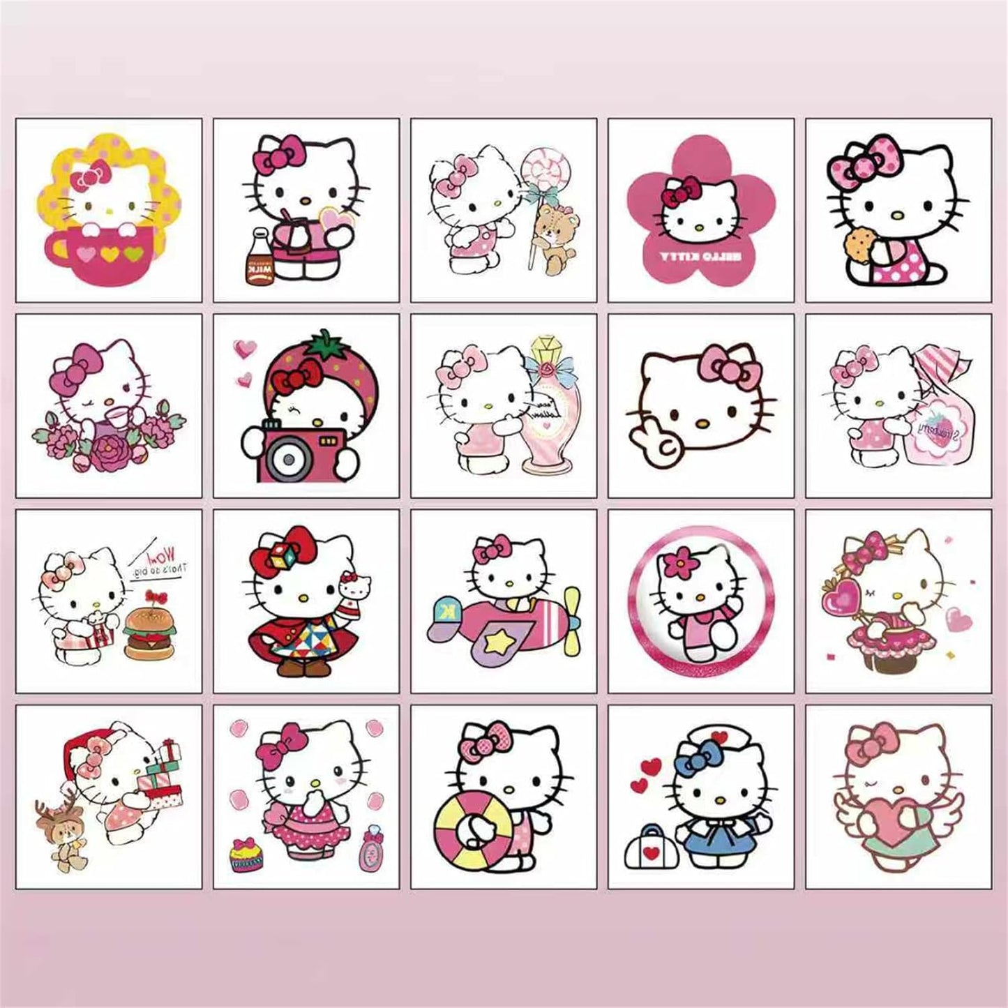 Hello Kitty Temporary Tattoos - 20 Sheets of Cute Cartoon Stickers for Kids' Parties | Birthday Favors & Decorations