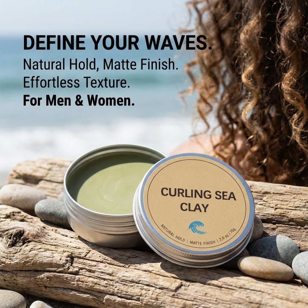 Louma Curling Sea Clay, Matte Styling Clay, Natural Texturizing Hair Paste for Men. (2.0 oz)