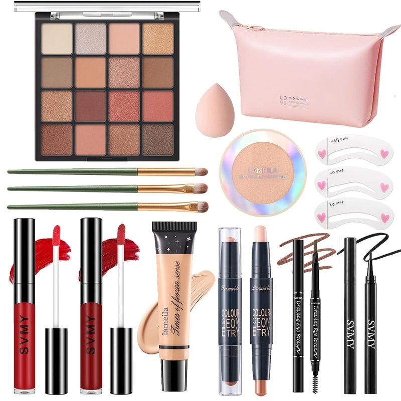 Makeup Set for Women - Complete Kit for Beginners & Pros | Travel-Friendly Eyeshadow Palette, Lip Gloss & More