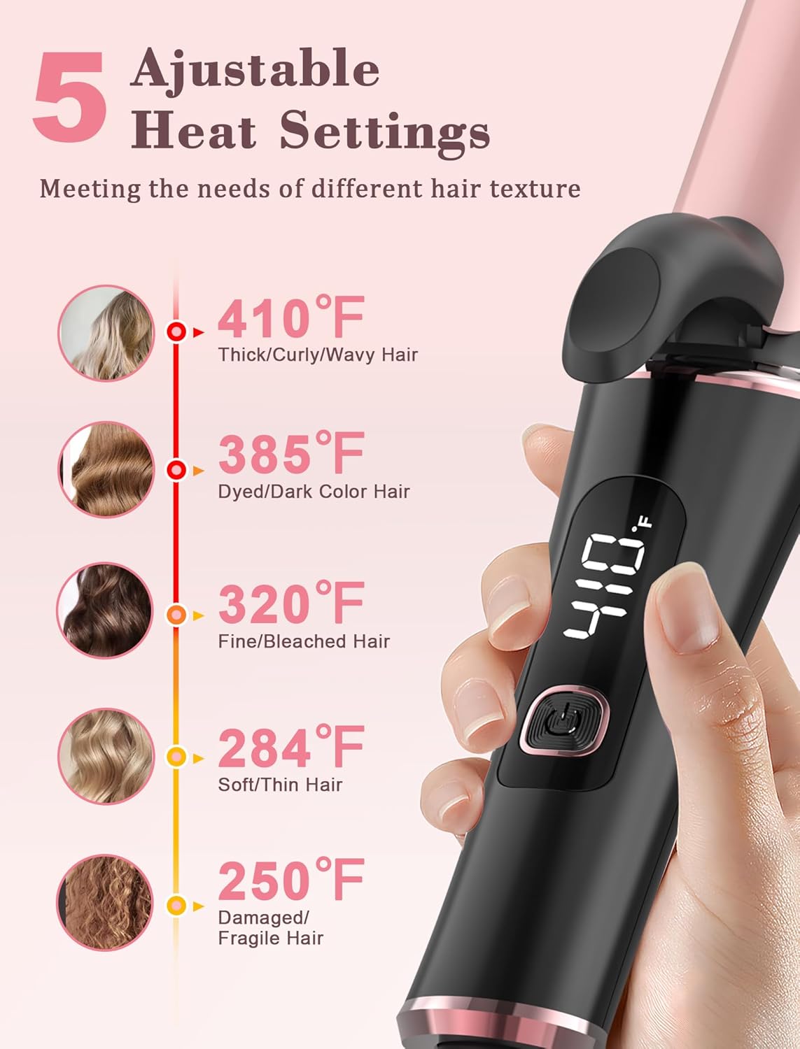 Dual Voltage Travel Curling Iron - 1 Inch Mini Ceramic Design with Auto-Off | Fast Heating, Rose Gold