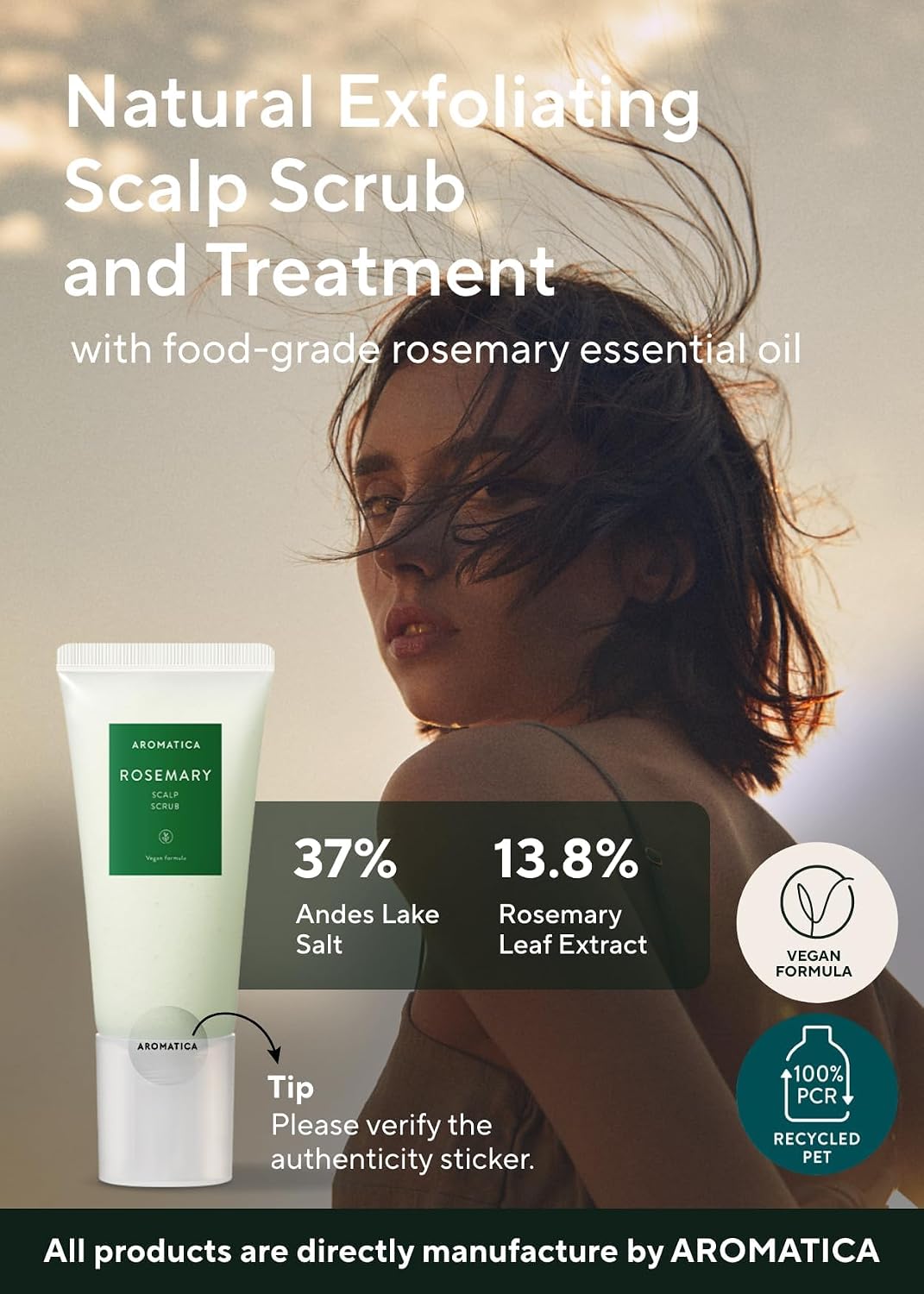 Aromatica Rosemary Scalp Scrub - Exfoliating Treatment for Oily Scalp | 5.82oz / 165g