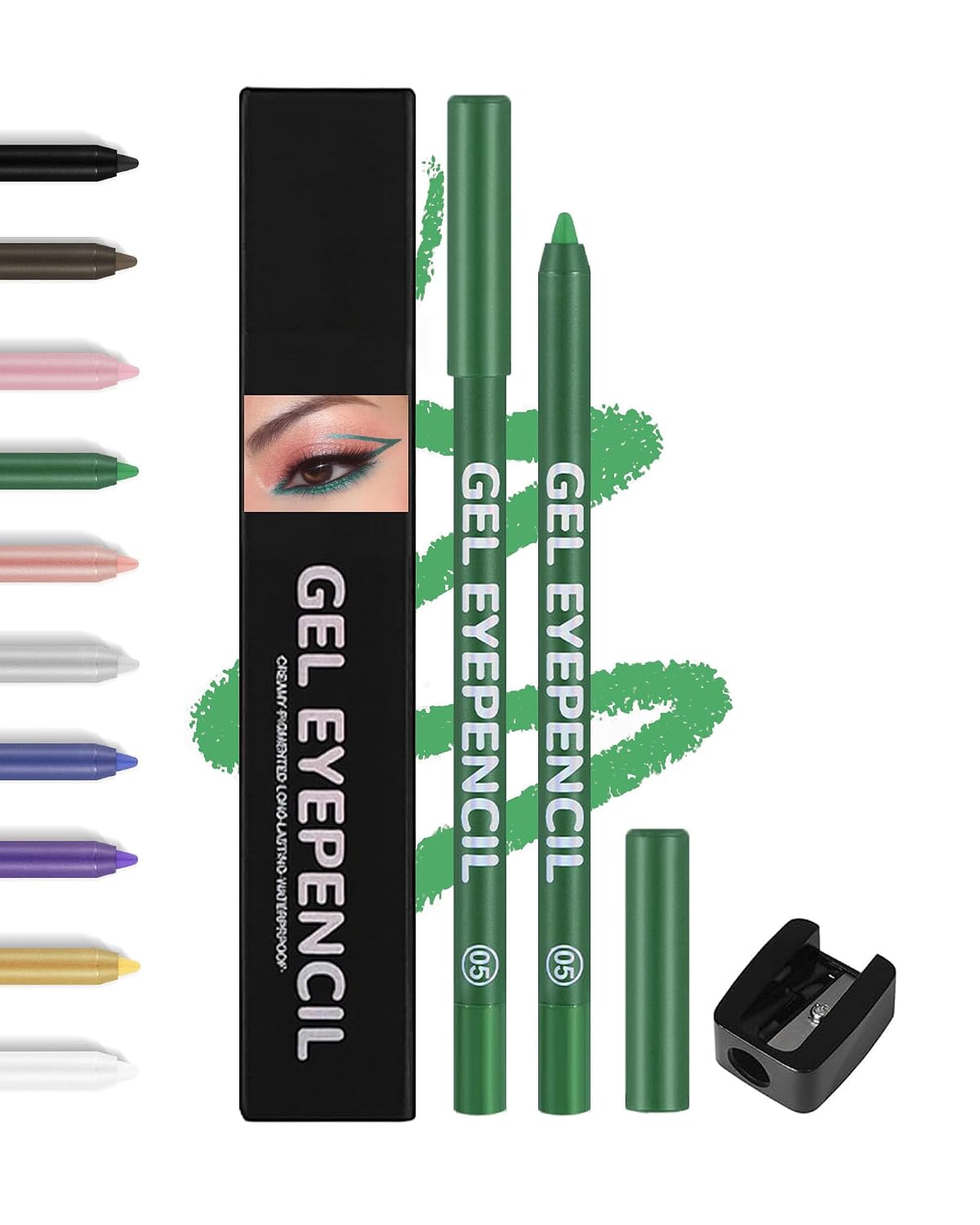 Brown Gel Eyeliner Pencil - Waterproof High-Pigment Matte Eye Liner | Long-Lasting & Hypoallergenic, Smooth Application