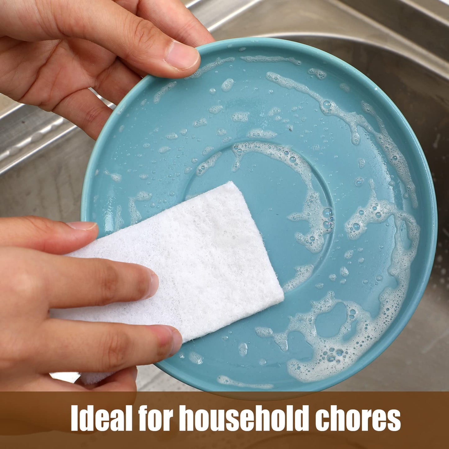 Hoolerry 40 Pcs White Scrub Pads Light Duty Scouring Non Woven Pad Non Scratch Abrasive Hand Multipurpose Scouring Sponge Multi Surface Scrubber Pads for Cleaning Polishing Home(6 x 9 Inch,White)