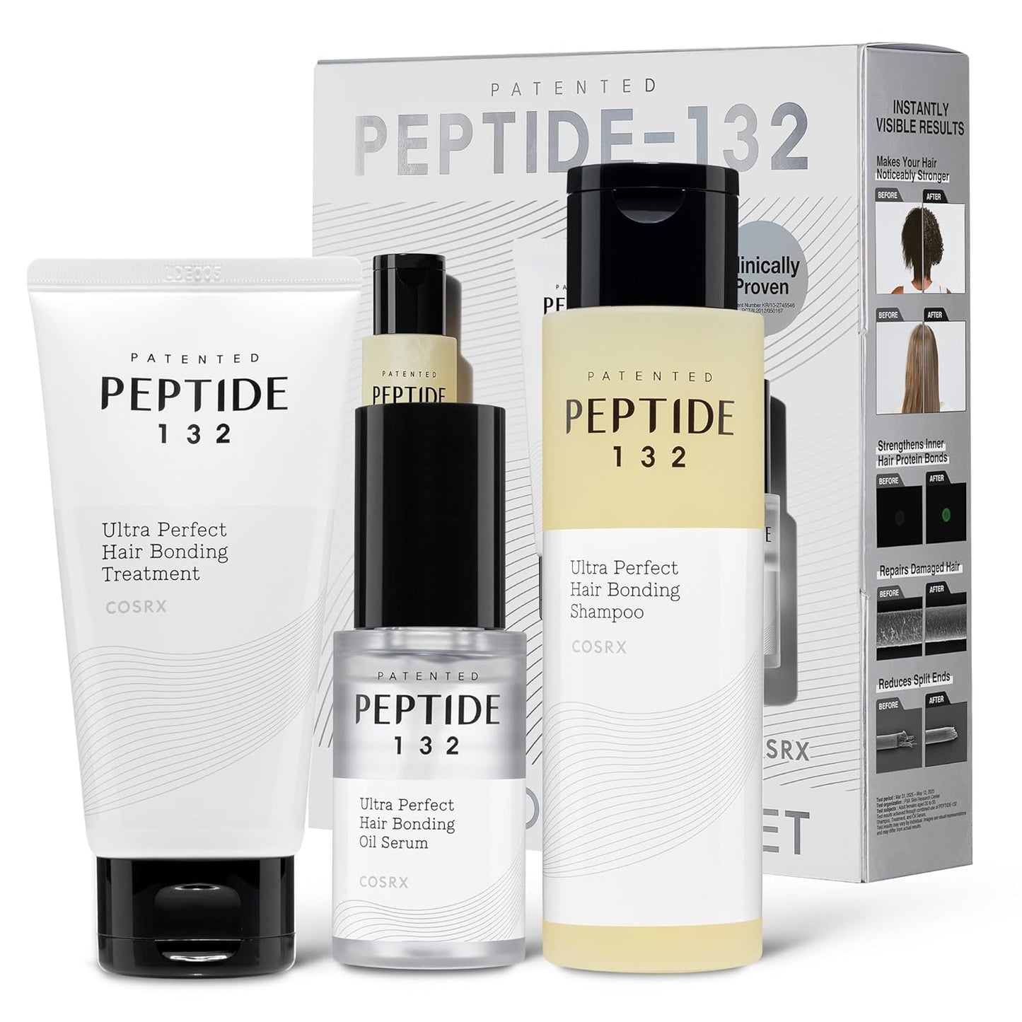 COSRX Peptide-132 Hair Bonding Mini Kit | Travel-Size Shampoo & Treatment + Full-Size Oil Serum for Damaged Hair & Scalp Care