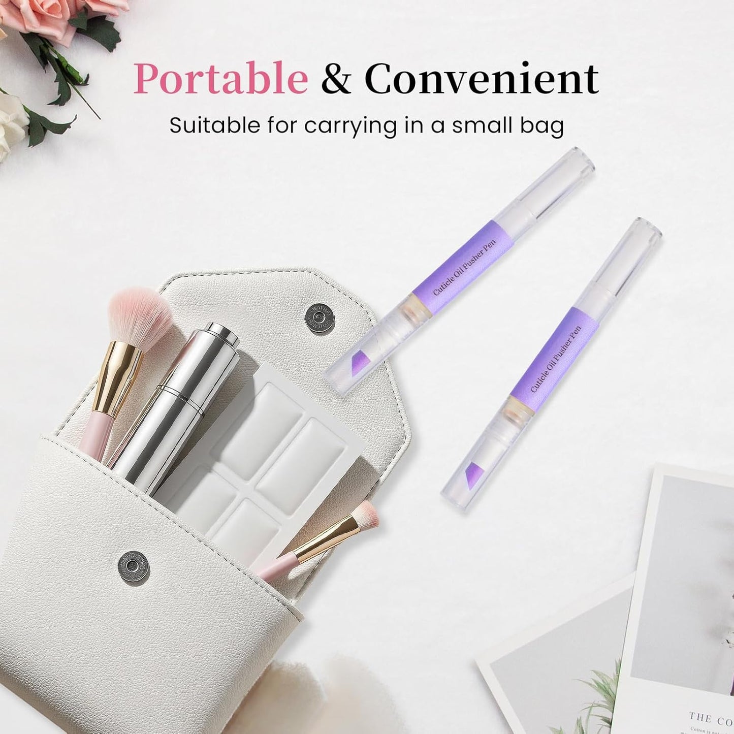 2-in-1 Cuticle Oil Pen - Ceramic Cuticle Pusher & Moisturizer for Damaged Nails | Nail Care Tool