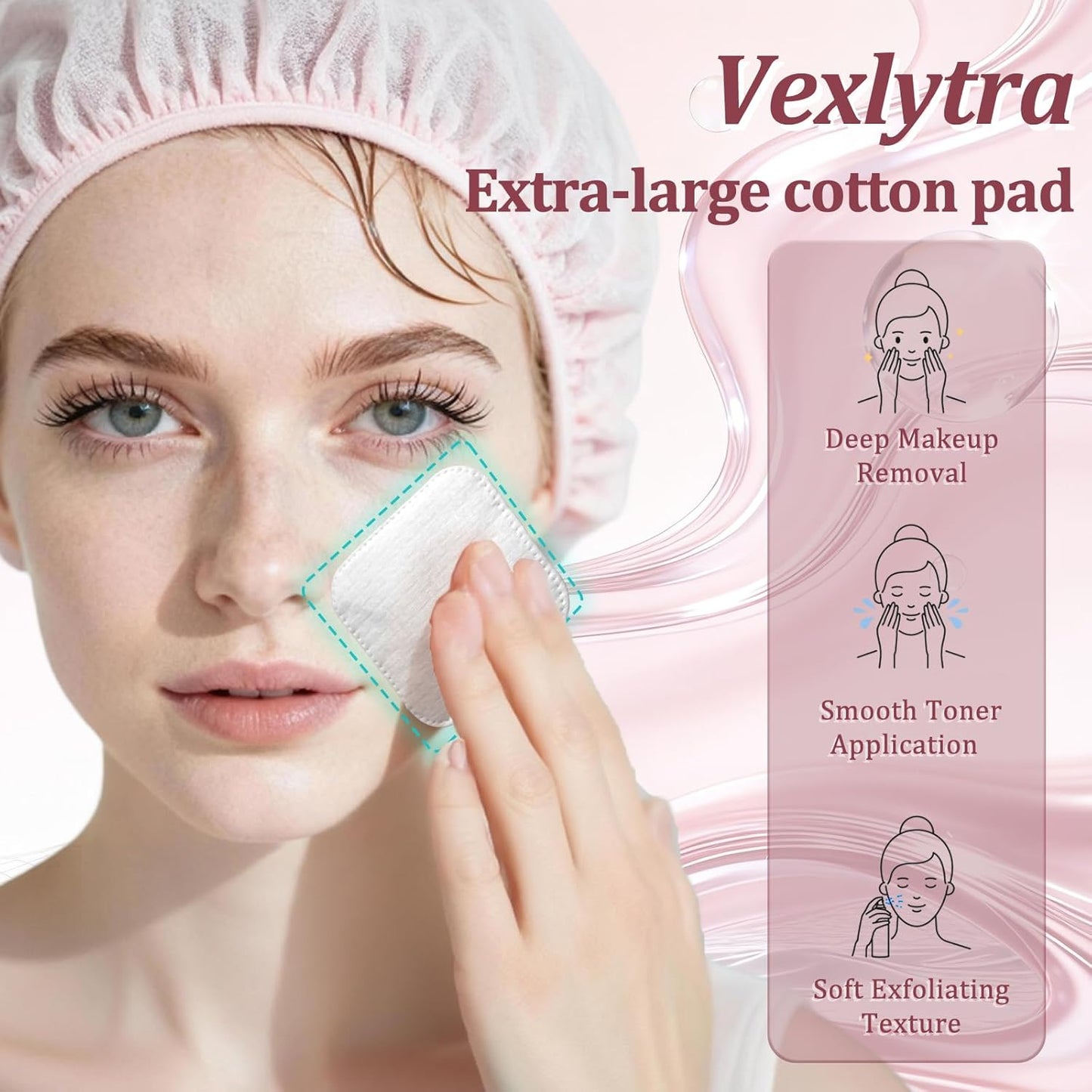 Large Cotton Pads for Face - Lint-Free, Triple-Layer Makeup Remover | 150 Count, No Tear, Upgraded Edges