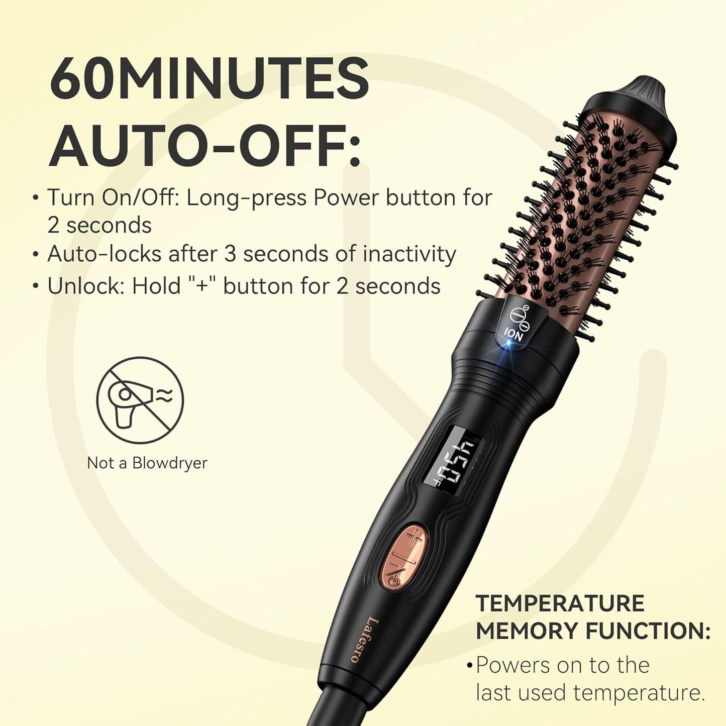 Mini Thermal Brush - 1-Inch Heated Round Brush for Short Hair | Ionic Tourmaline Ceramic, Anti-Frizz, Volumizing, Adjustable Temperature