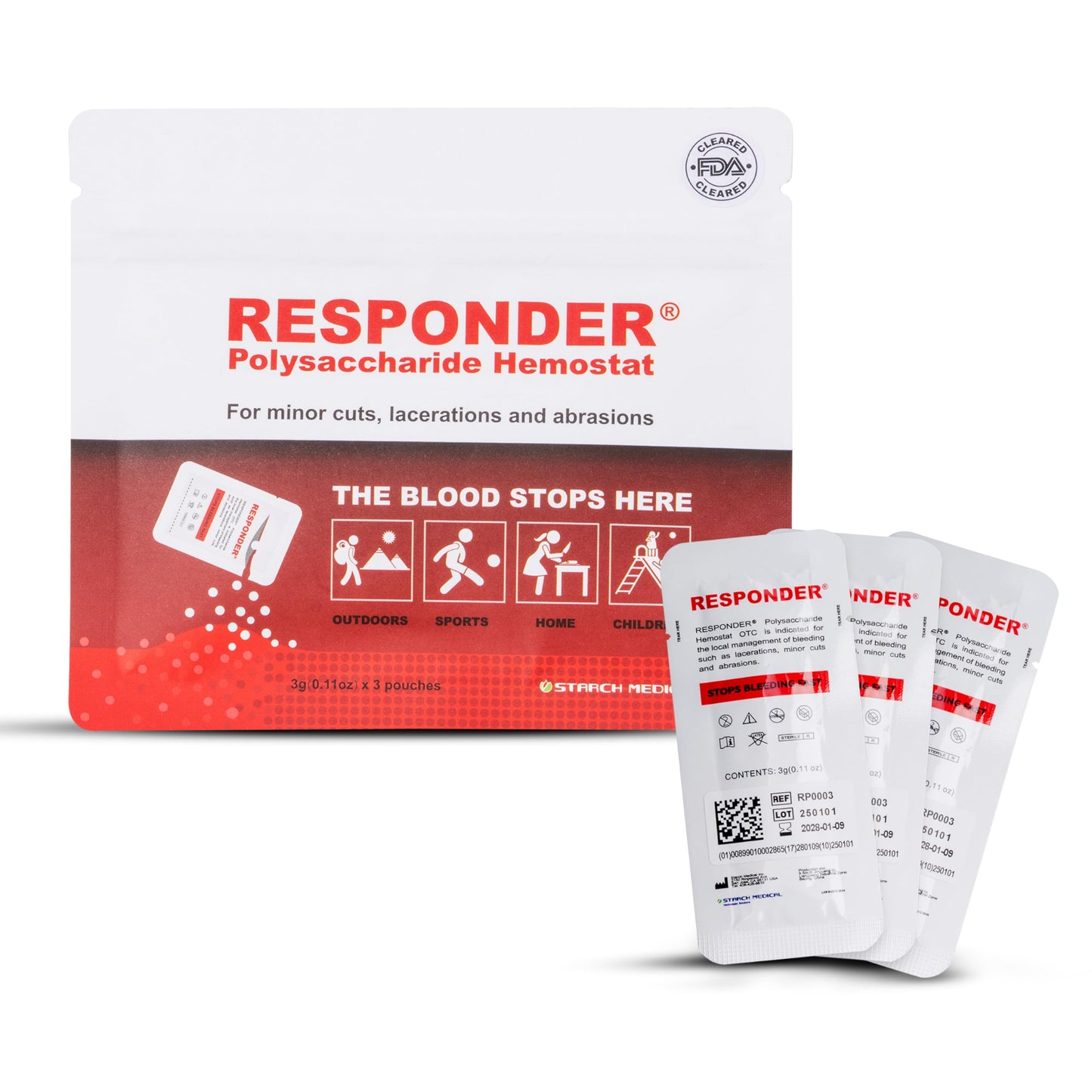Responder First Aid Powder- FDA Cleared for Wound Care,Plant-Based,Instantly Stops Bleeding for Cuts, Scrapes and Survival Equipment