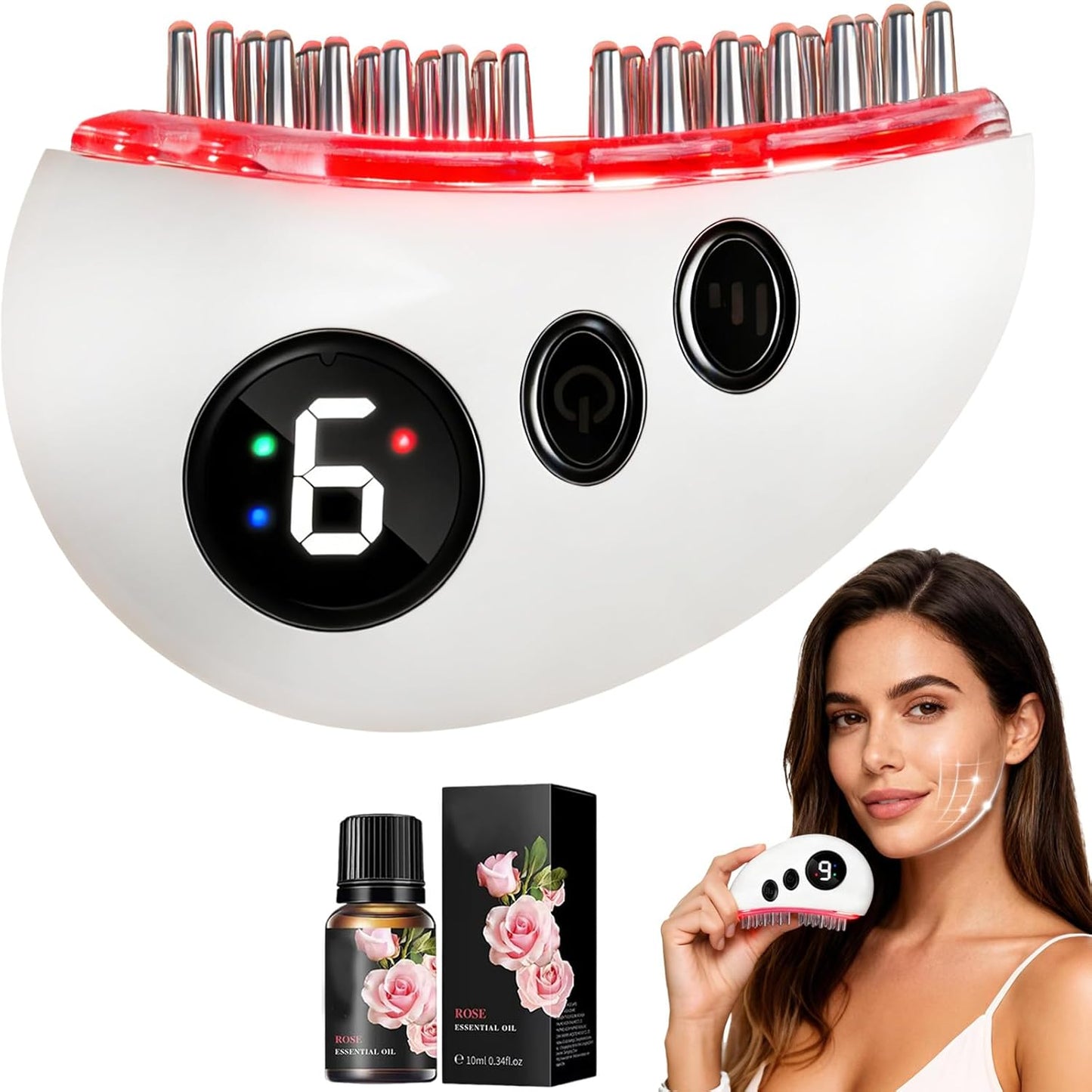 Electric Lymphatic Contour Face Brush - 9 Heating Levels, Massage & Vibration Tool for Double Chin & Jawline Sculpting
