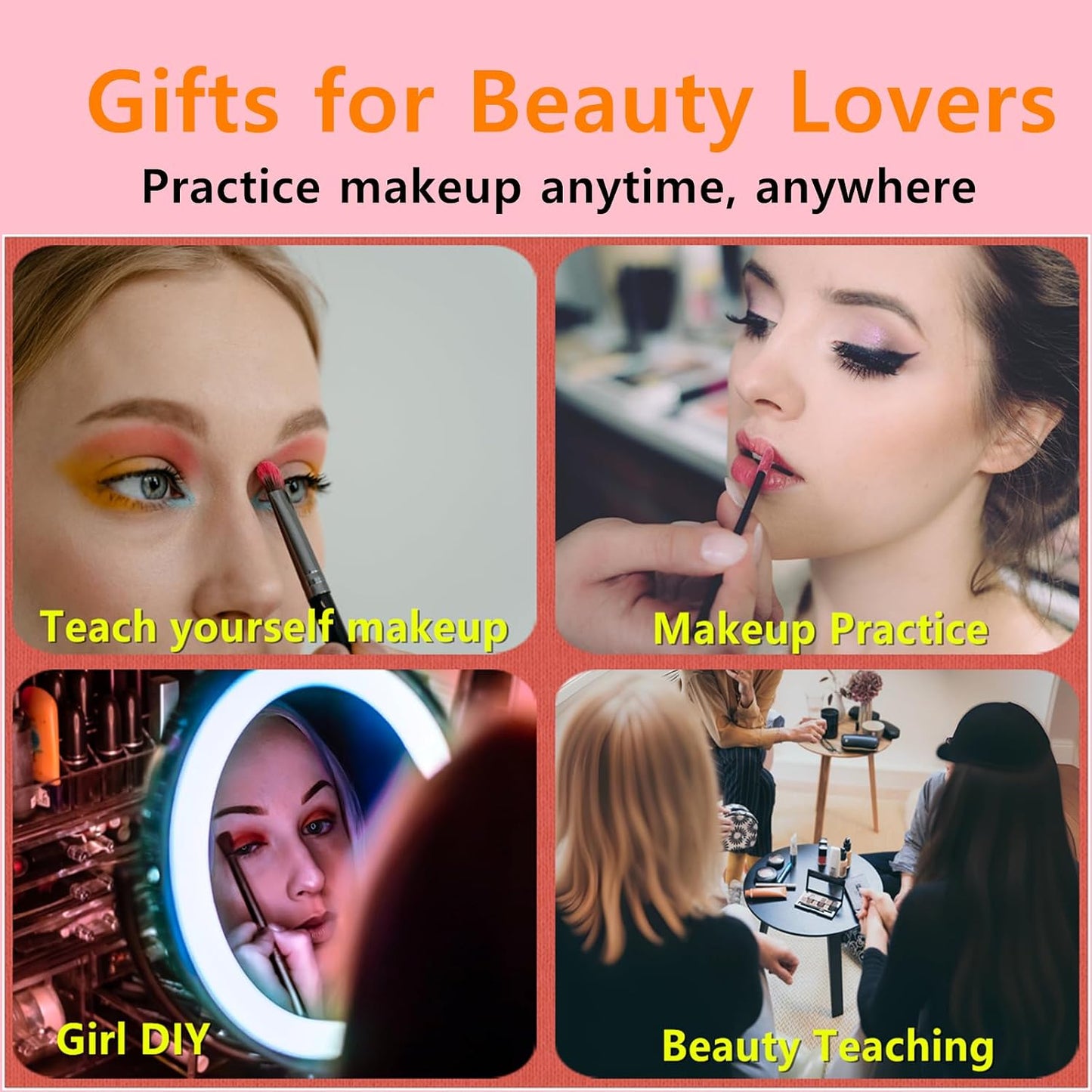 3D Makeup Practice Face - Reusable Silicone Mannequin Head with Stand & Brush Set | Ideal for Emerging Makeup Artists