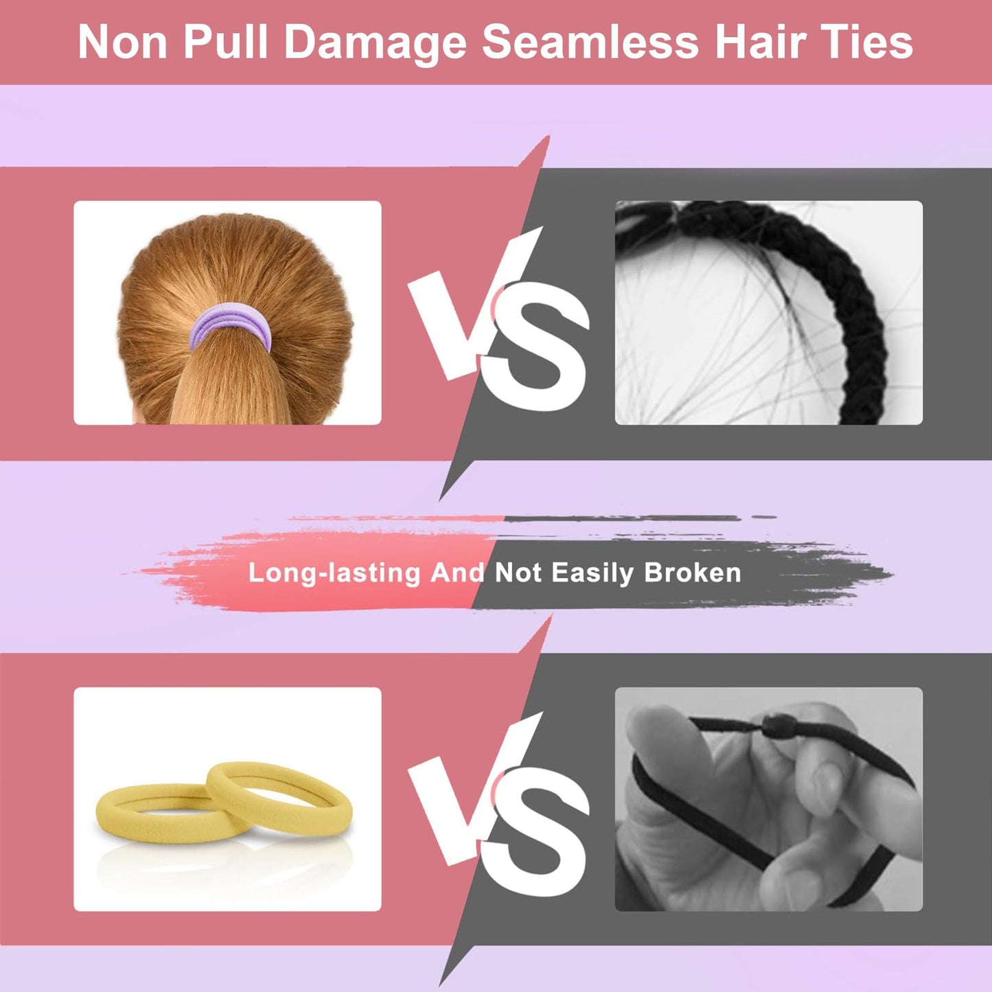 20Pcs Elastic Hair Ties, Thick Seamless Hair Bands No Damage Soft Ponytail Holders Hair Accessories for Girls Women, Neutral-candy color