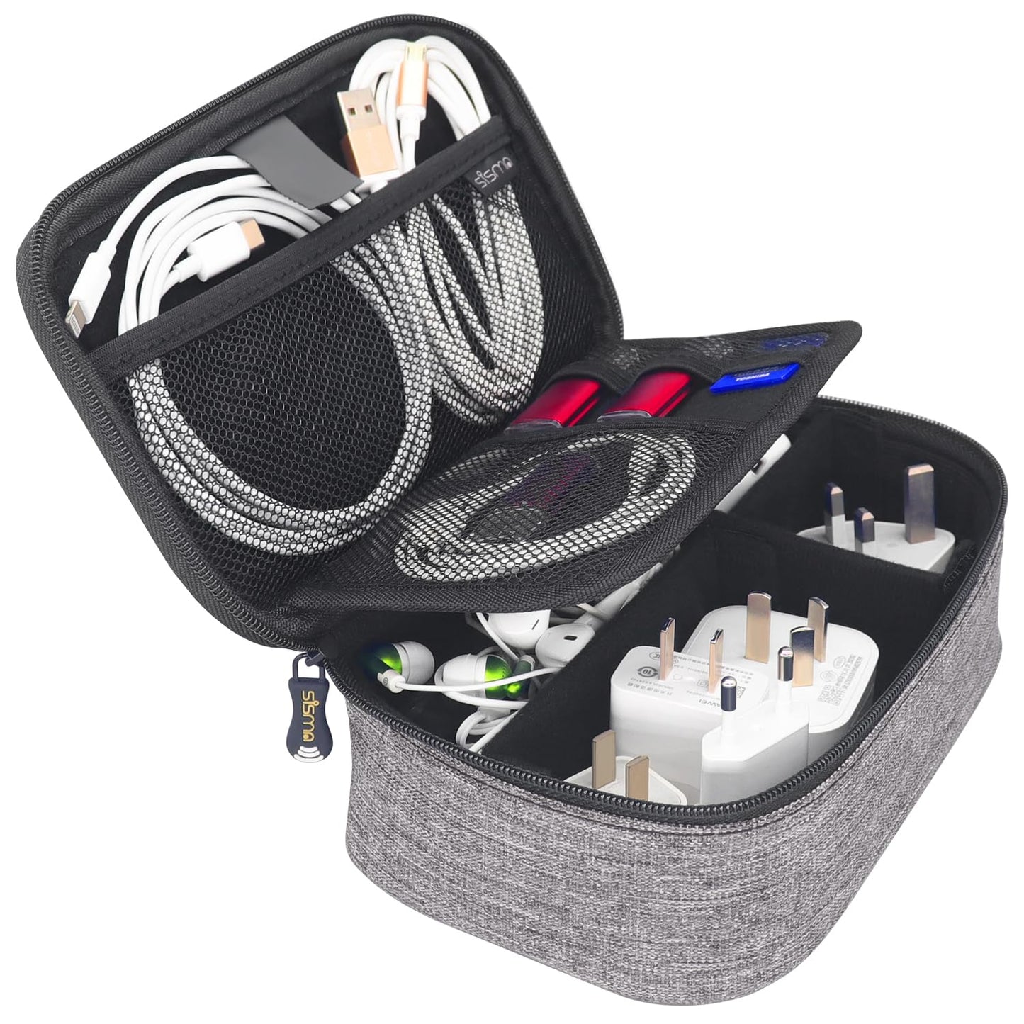 Sisma Travel Cords Organizer Universal Small Electronic Accessories Carrying Bag for Cables Adapter USB Sticks Leads Memory Cards