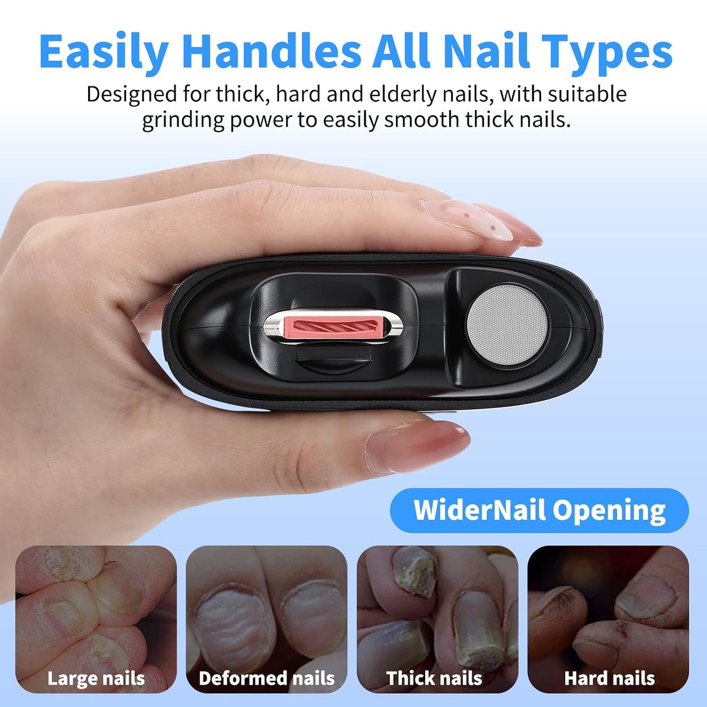 3-in-1 Electric Nail Clipper - Safe Auto Trimmer with LED & USB-C | Whisper-Quiet, Mess-Free Nail Care for Seniors & Kids (Black)