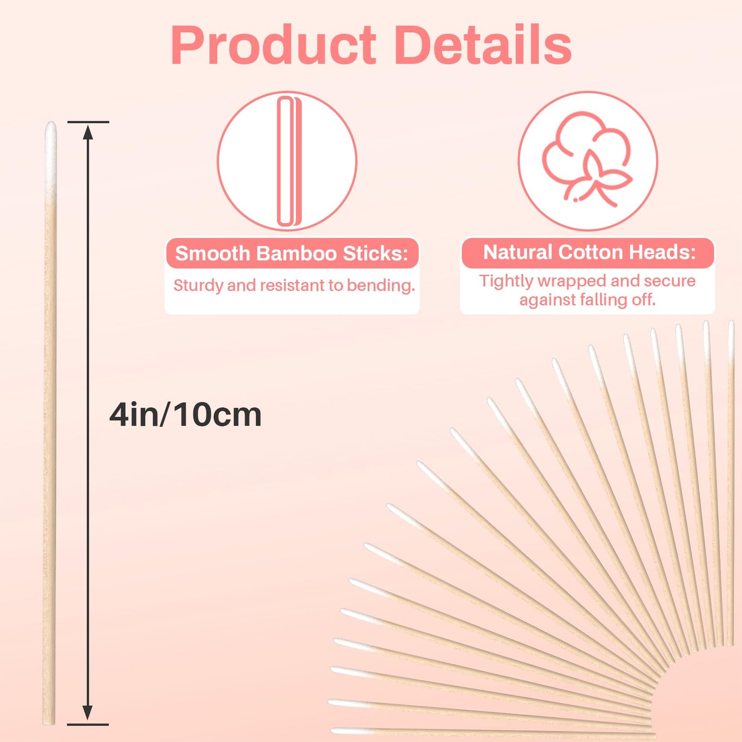 RAQEHO 200PCS Pointed Cotton Swabs - 4in Disposable Precision Tip Cotton Buds Thin Micro Swab Cotton Sticks Applicators for Eyelash Extensions, Makeup, Tattoo Permanent, Cleaning,Microblading Supplies