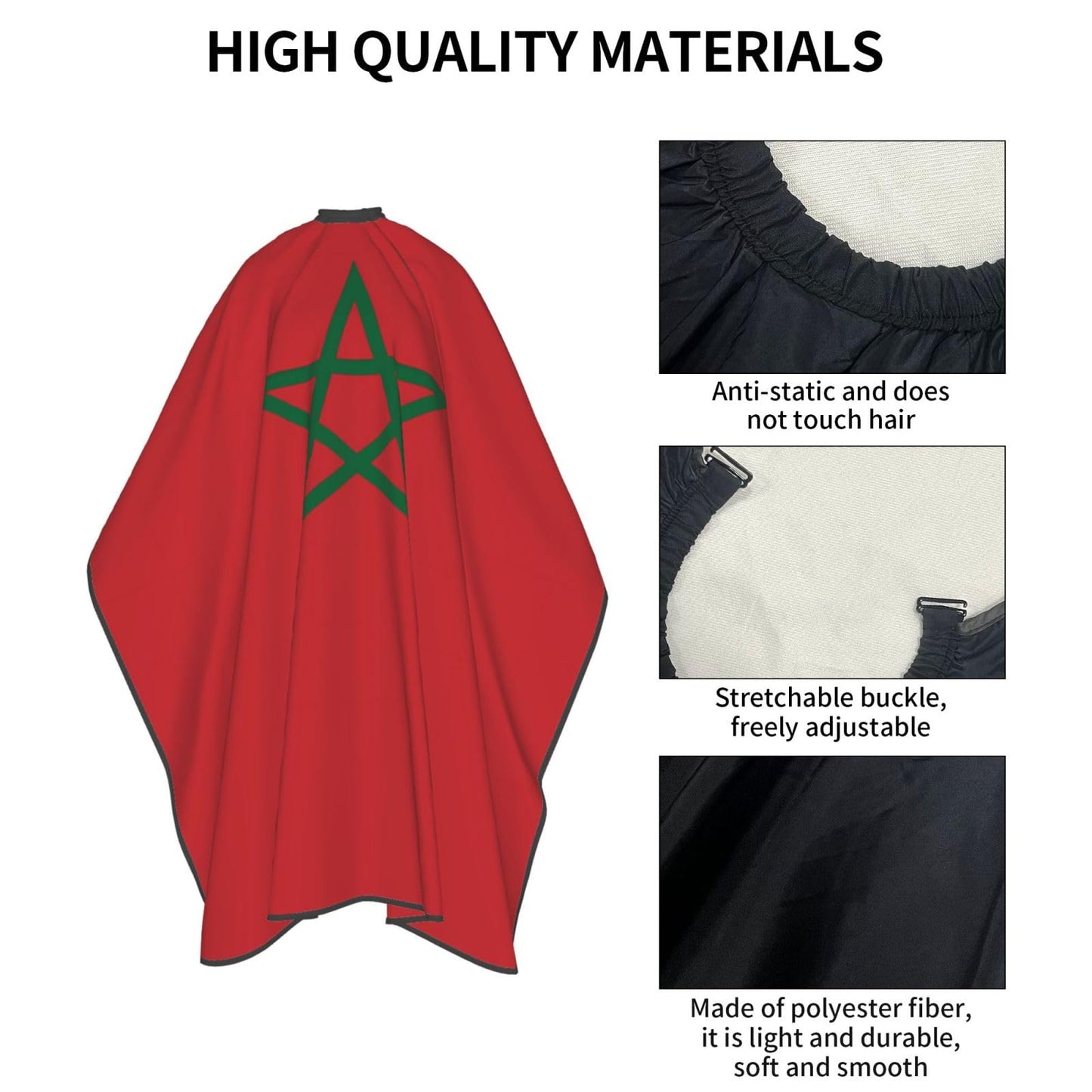 Morocco Flag Hair Cutting Barber Cape Hair Salon and Dyeing Styling Cloth for Women/Men