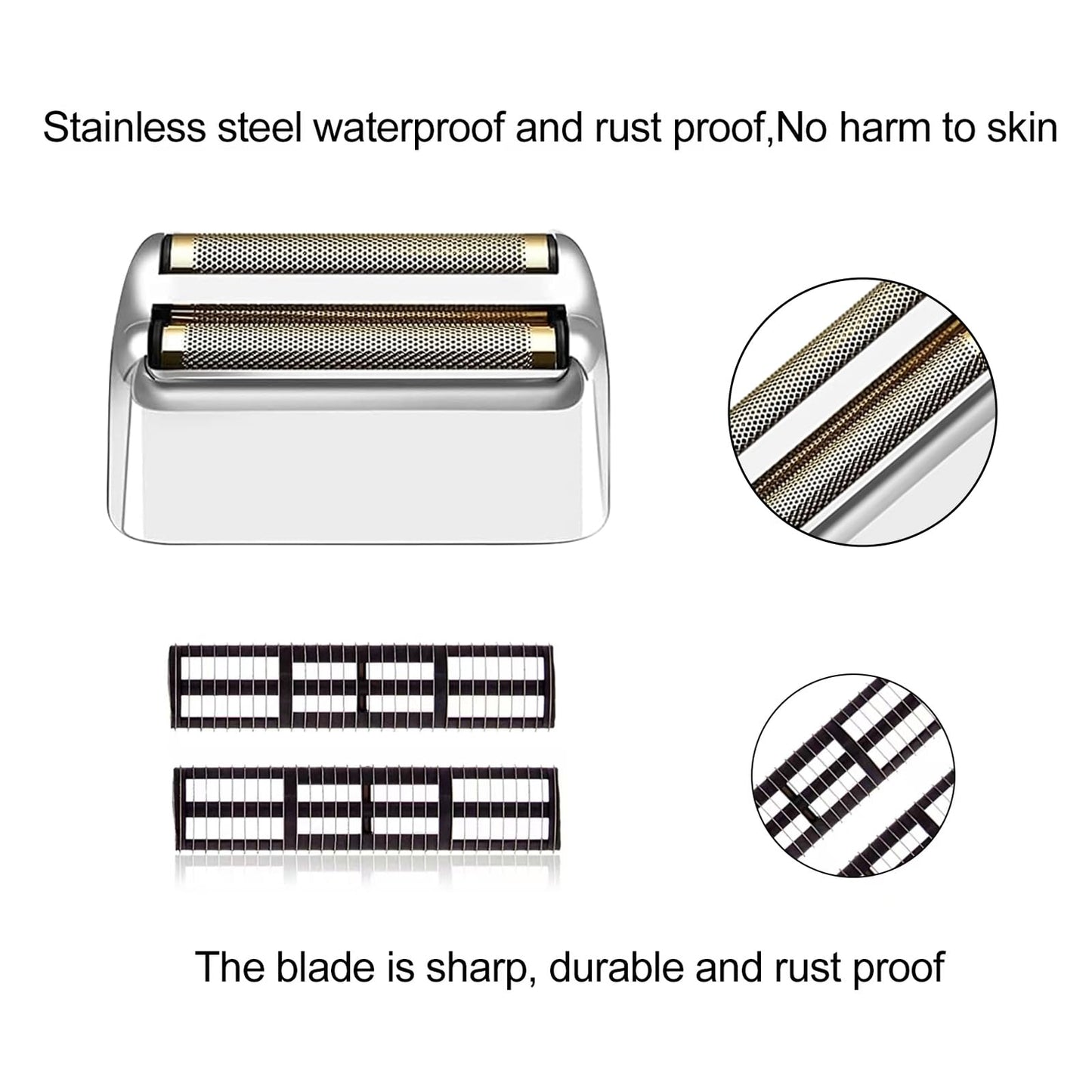 Silver Replacement blades Foil and Cutters Compatible with BaBylissPRO Barberology FXFS2 Shaver foil Replacement Heads(1 pack ）