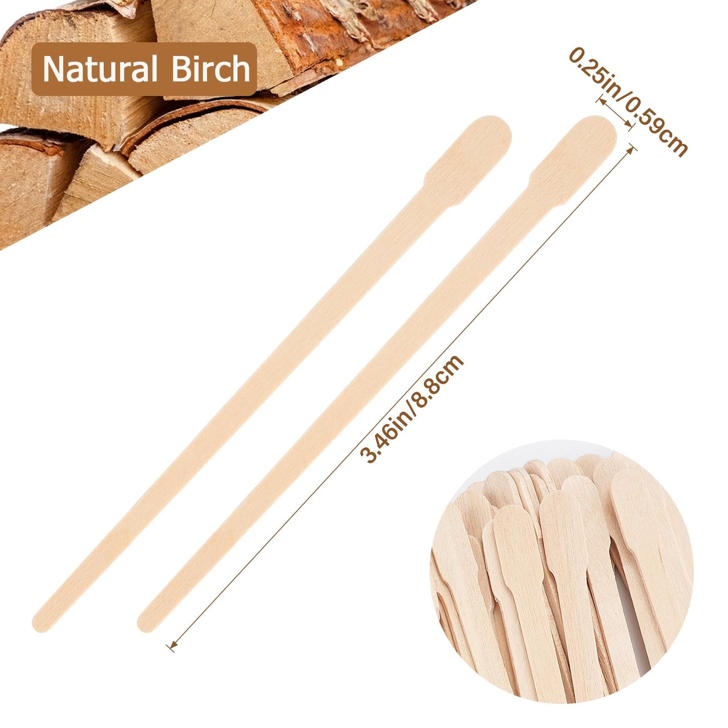 MMonDod Wooden Eyebrow Waxing Sticks with Handle, Small Wood Wax Sticks, Wax Sticks for Hair Removal, Wax Spatulas Craft Applicator Sticks for Eyebrow, Lip, Nose Waxing (600 Pcs)