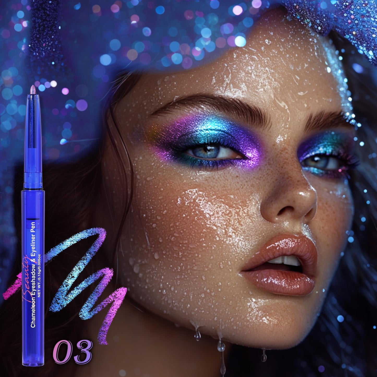 UCANBE Chameleon Eyeshadow & Eyeliner Gel Pencil-Multichrome Shifting Colors Metallic Glitter Eye Makeup,Waterproof Long-Lasting Smudge-Proof Multi-Dimensional Color (Periwinkle Blue to Deep Amethyst)